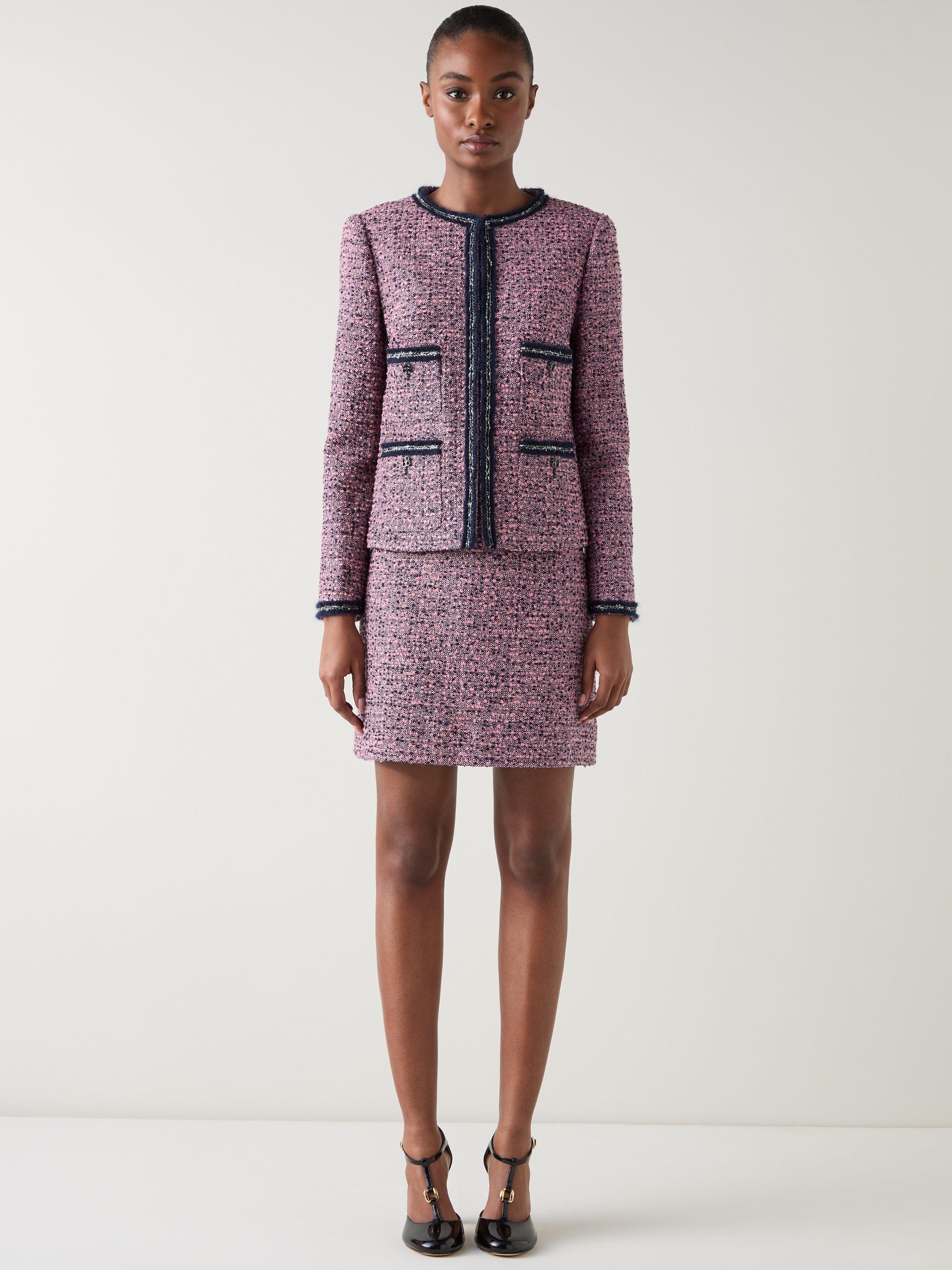 Product image 1 of 5, which shows L.K.Bennett Charlie Tweed Jacket, Pink, 6
