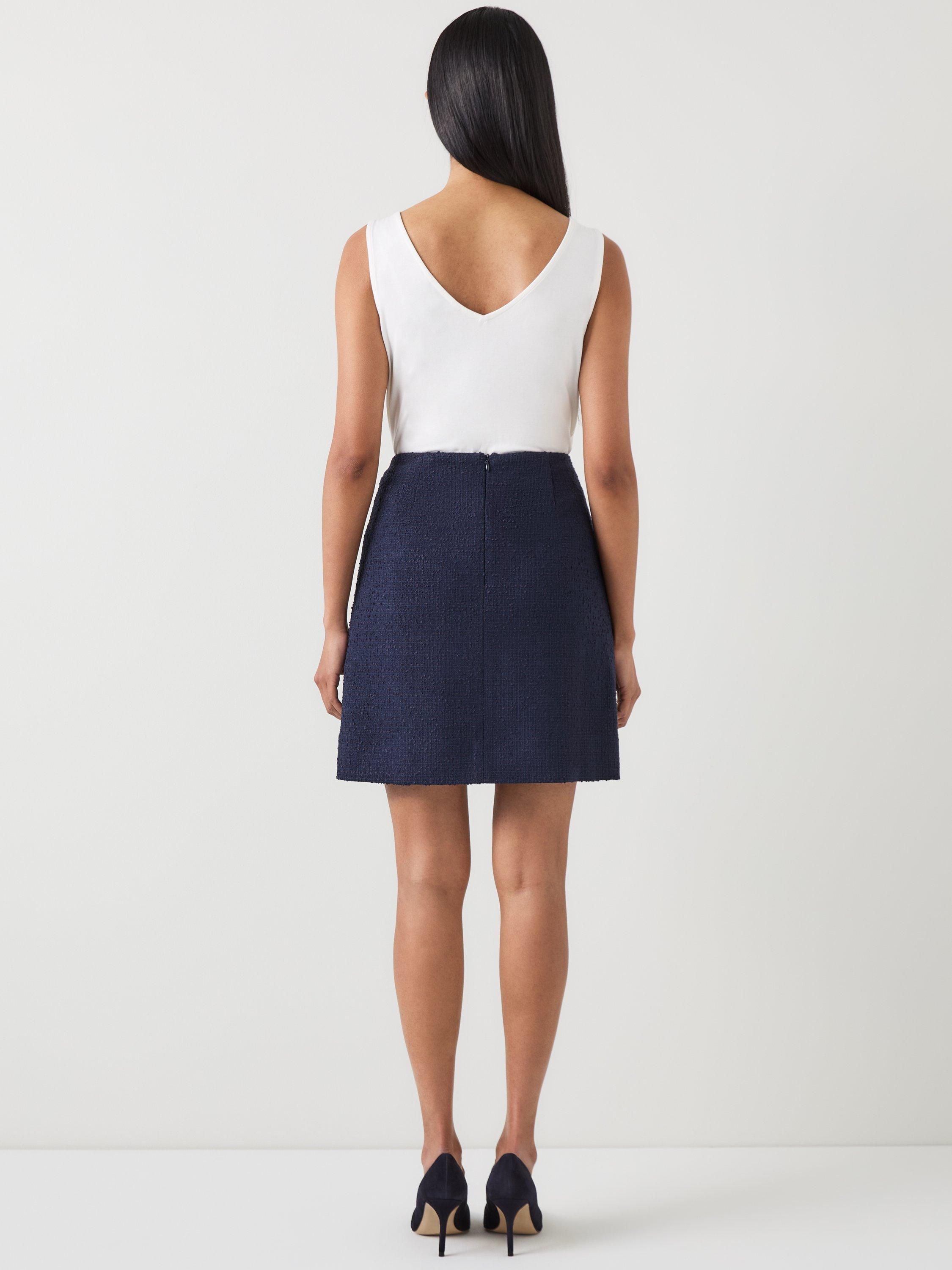 Product image 3 of 4, which shows L.K.Bennett Charlie Tweed Mini Skirt, Navy, 6