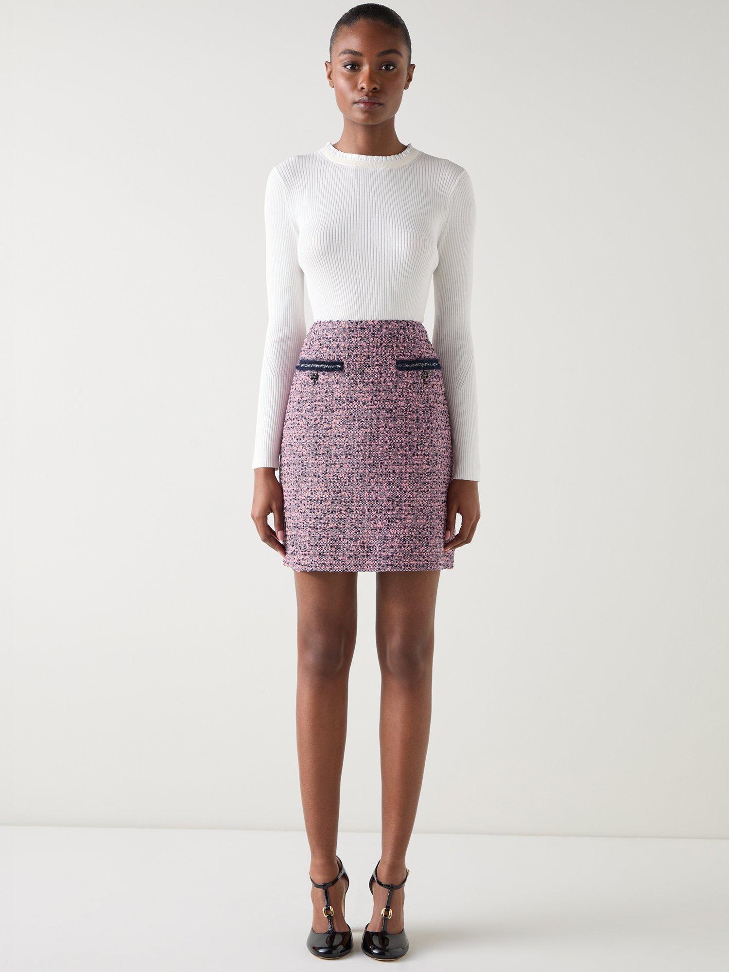 Product image 1 of 4, which shows L.K.Bennett Charlie Tweed Mini Skirt, Multi, 8