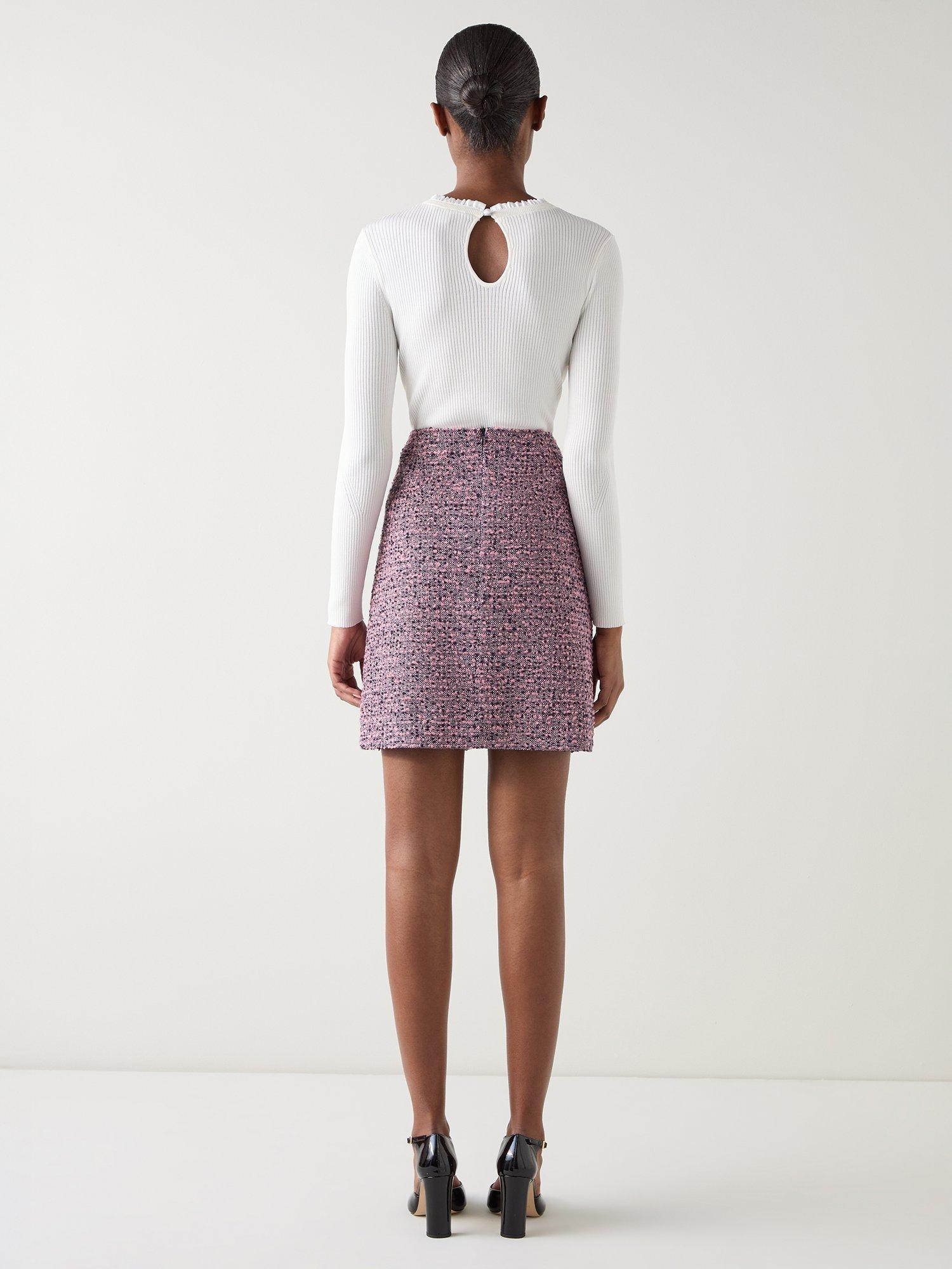 Product image 4 of 4, which shows L.K.Bennett Charlie Tweed Mini Skirt, Multi, 8