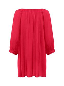 KAFFE Amber Longline Three Quarter Sleeve Tunic - view 2, Mid Red