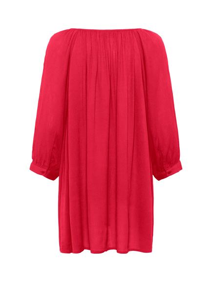 KAFFE Amber Longline Three Quarter Sleeve Tunic - view 2, Mid Red