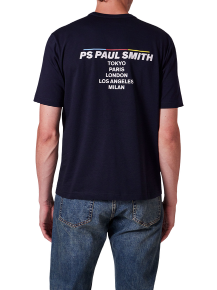 Paul Smith Graphic Print Cotton T-Shirt, Dark Navy - view 2, 49_very Dark Navy