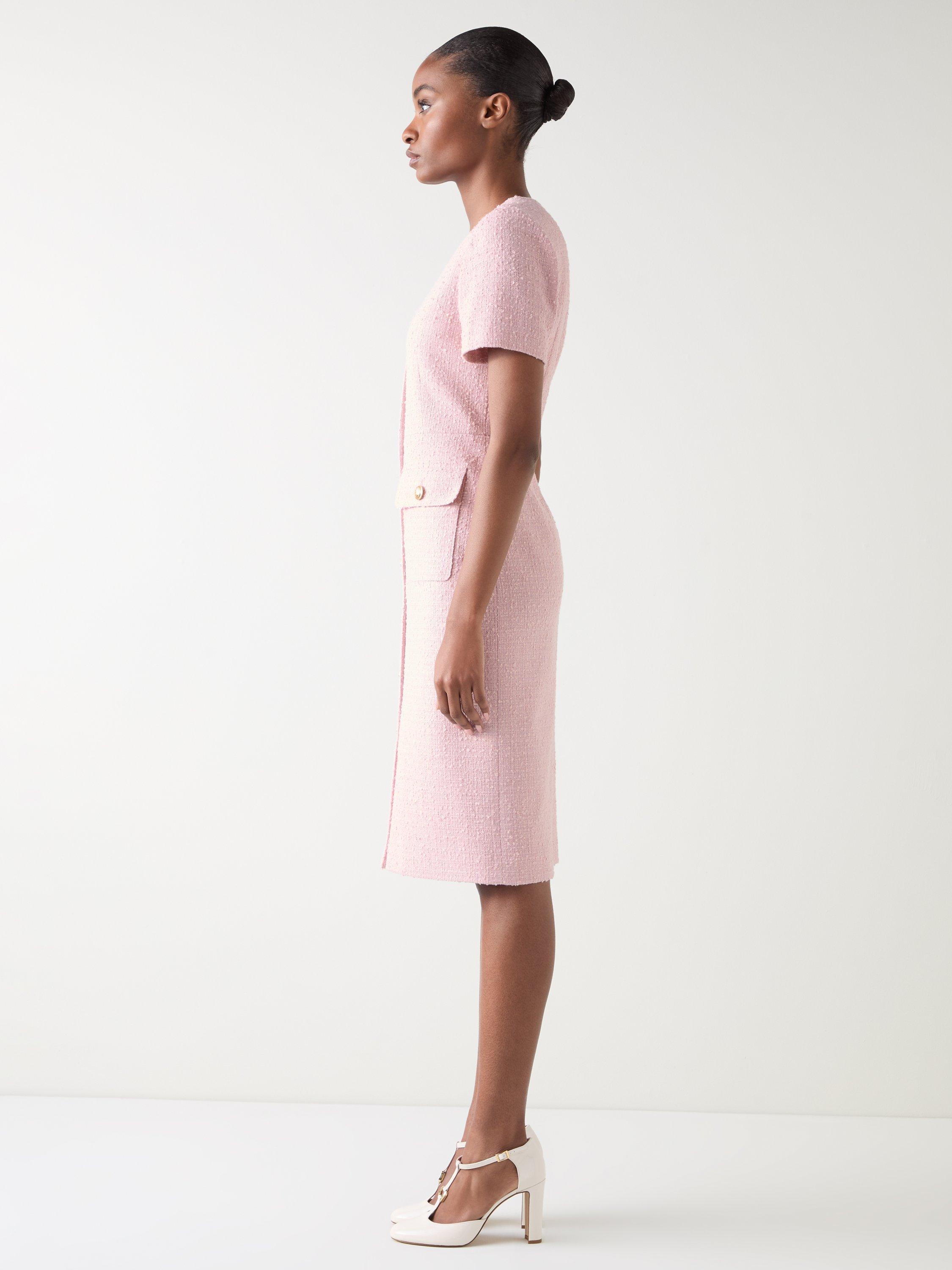 Product image 2 of 5, which shows L.K.Bennett Carla Tweed Mini Dress, Light Pink, 6