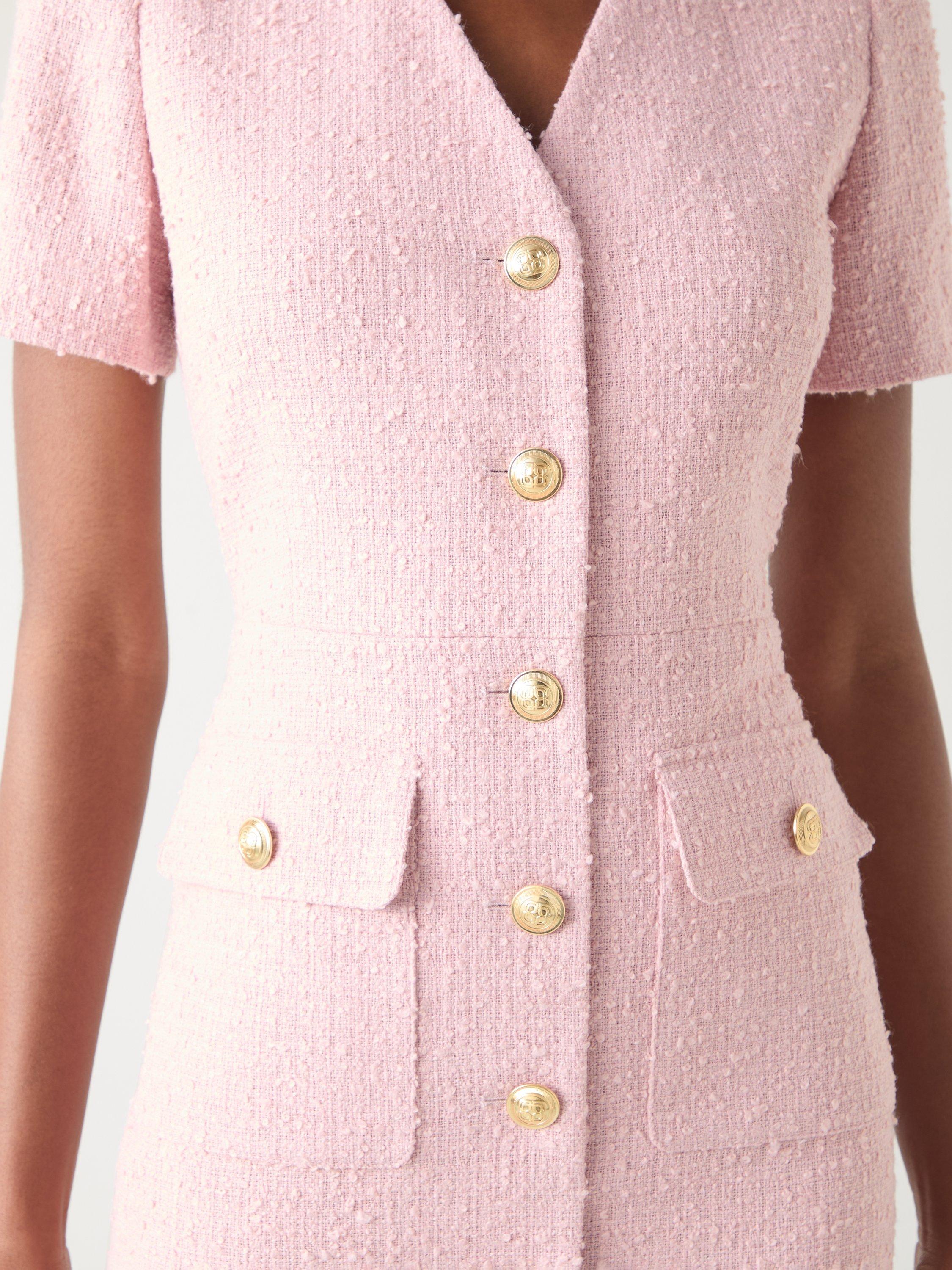 Product image 4 of 5, which shows L.K.Bennett Carla Tweed Mini Dress, Light Pink, 6