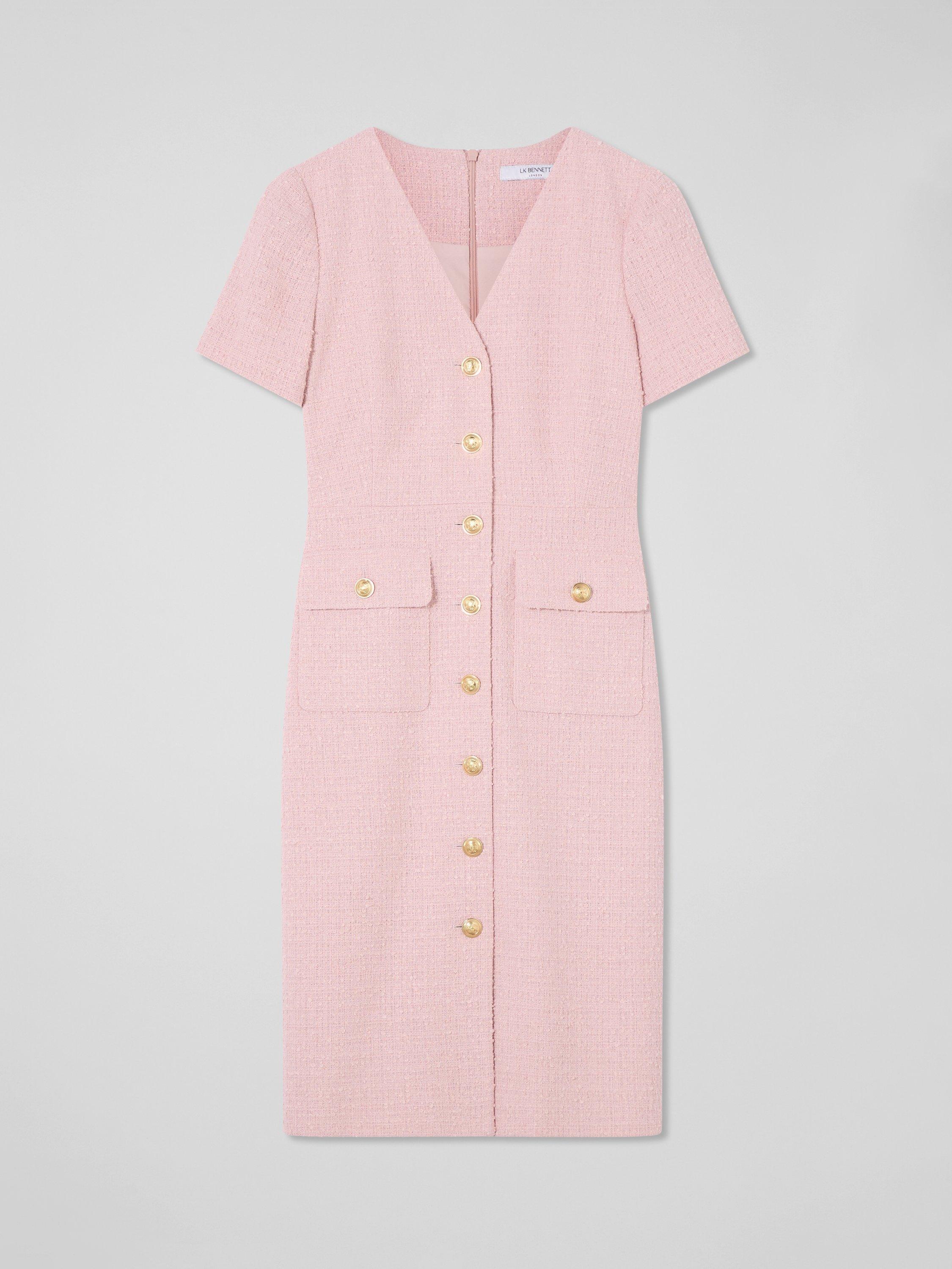 Product image 5 of 5, which shows L.K.Bennett Carla Tweed Mini Dress, Light Pink, 6