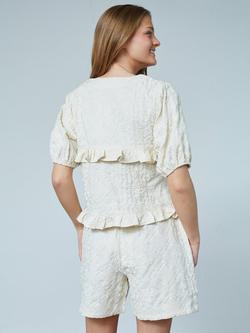 Sisters Point Inusa Embroidered Tie Front Top, Natural Cream - view 2, Natural Cream