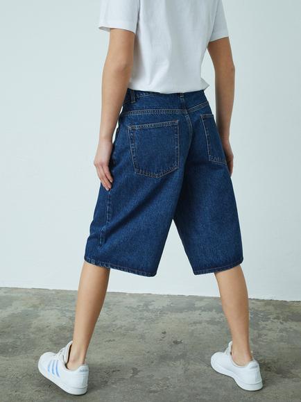 Part Two OFIRA Cotton Denim Knee Length Shorts - view 2, Mid Blue