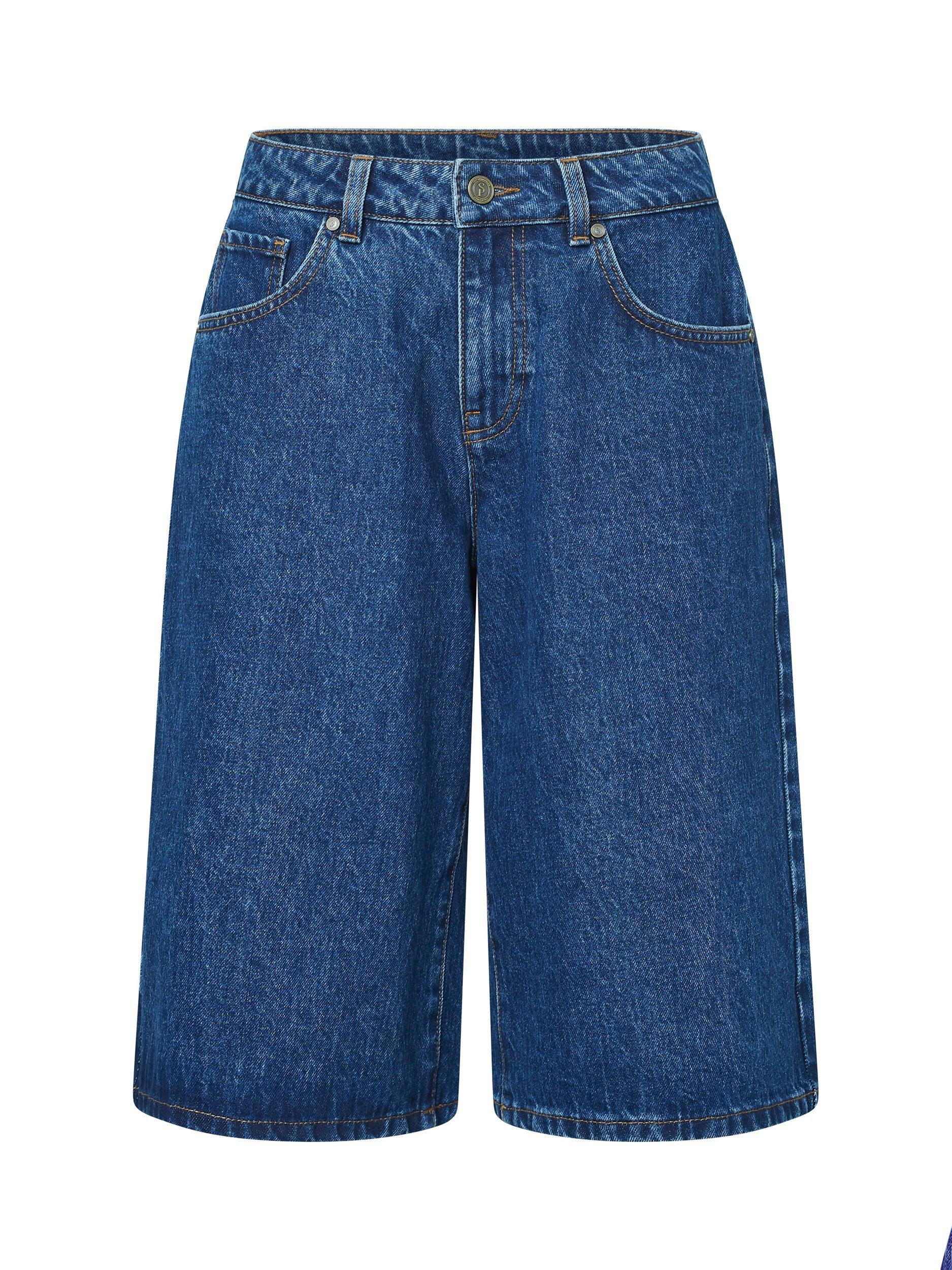 Product image 3 of 4, which shows Part Two OFIRA Cotton Denim Knee Length Shorts, Mid Blue, XS