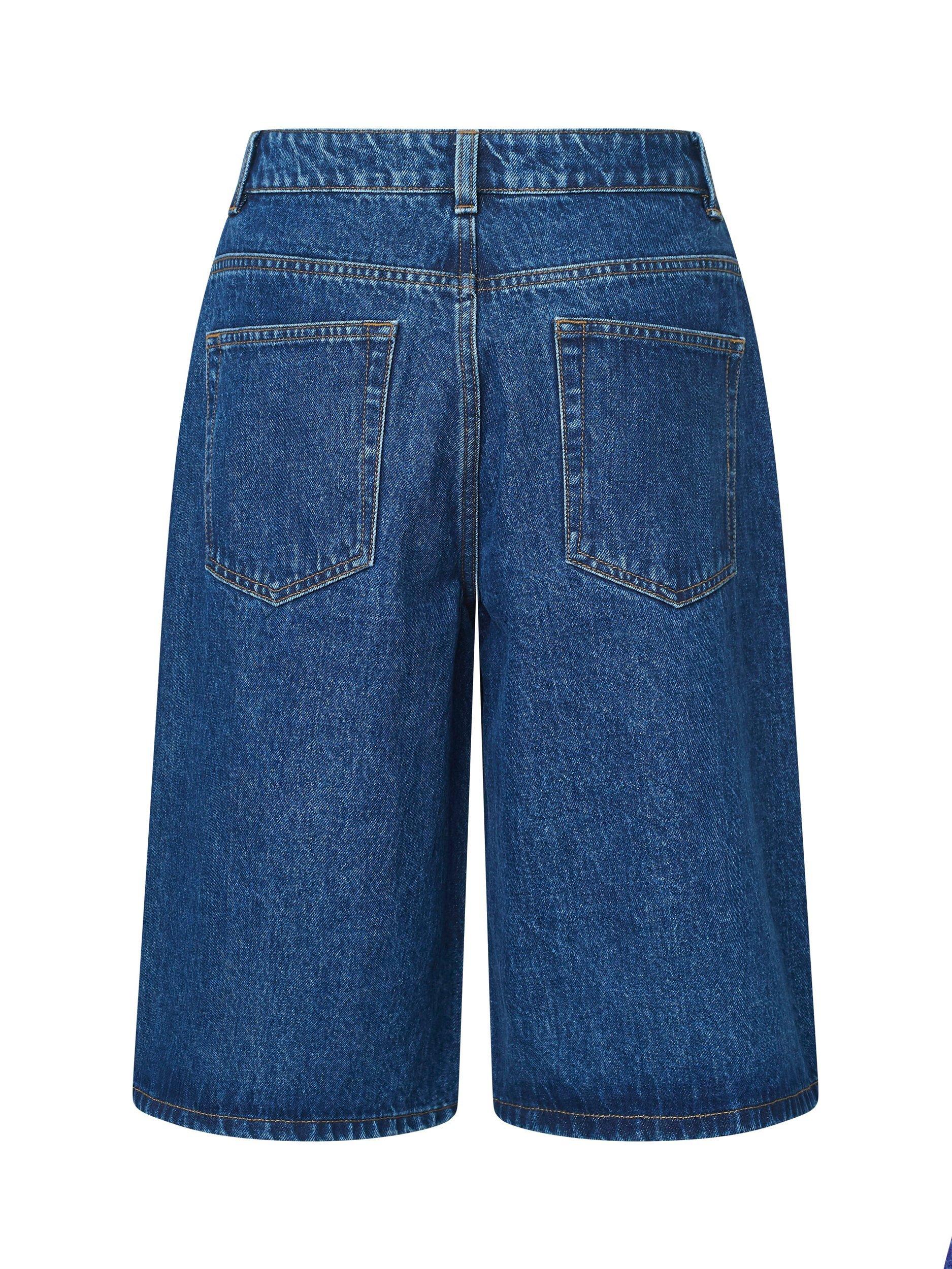 Product image 4 of 4, which shows Part Two OFIRA Cotton Denim Knee Length Shorts, Mid Blue, XS