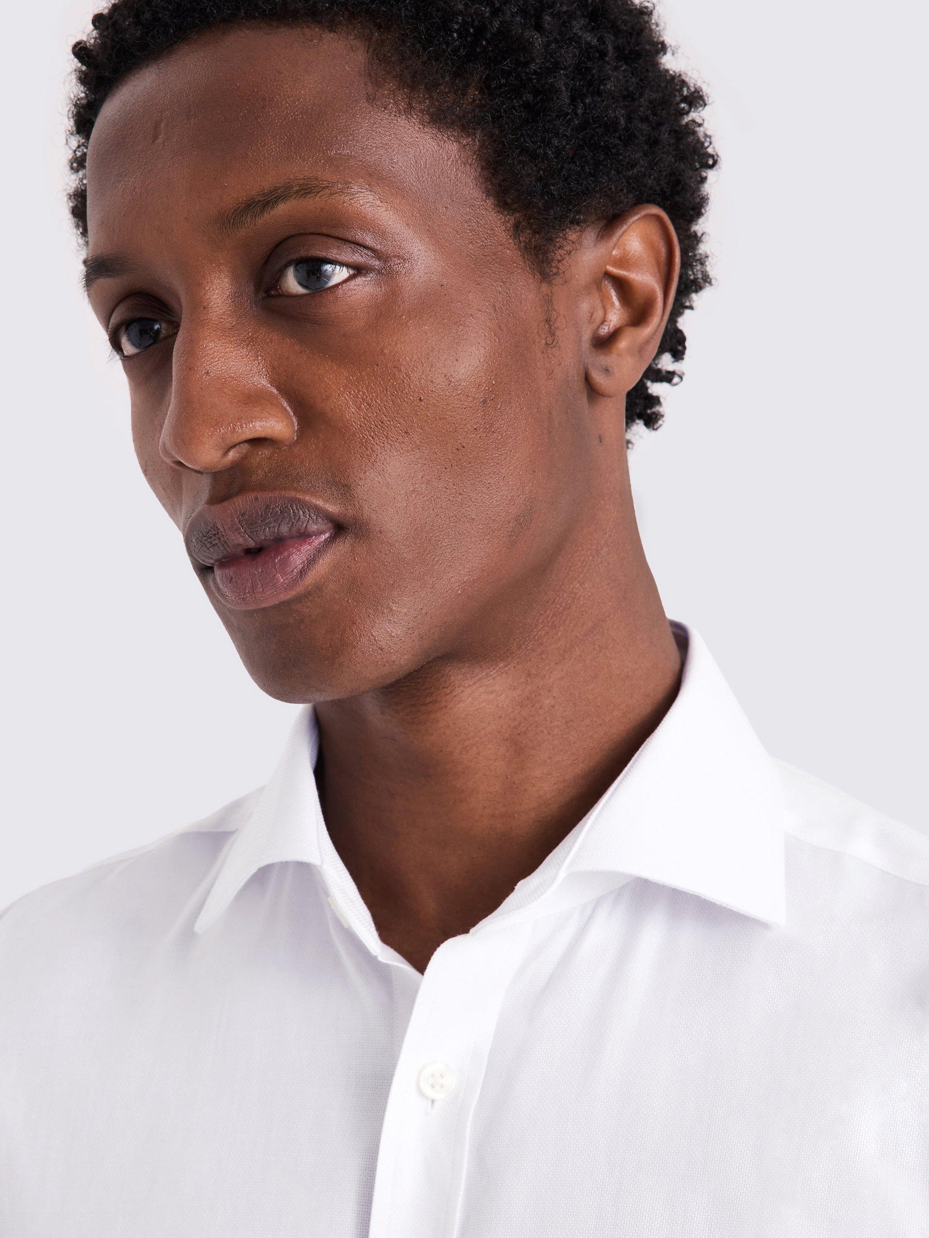 Product image 2 of 3, which shows Moss Cotton Regular Fit Textured Shirt, White, 14.5