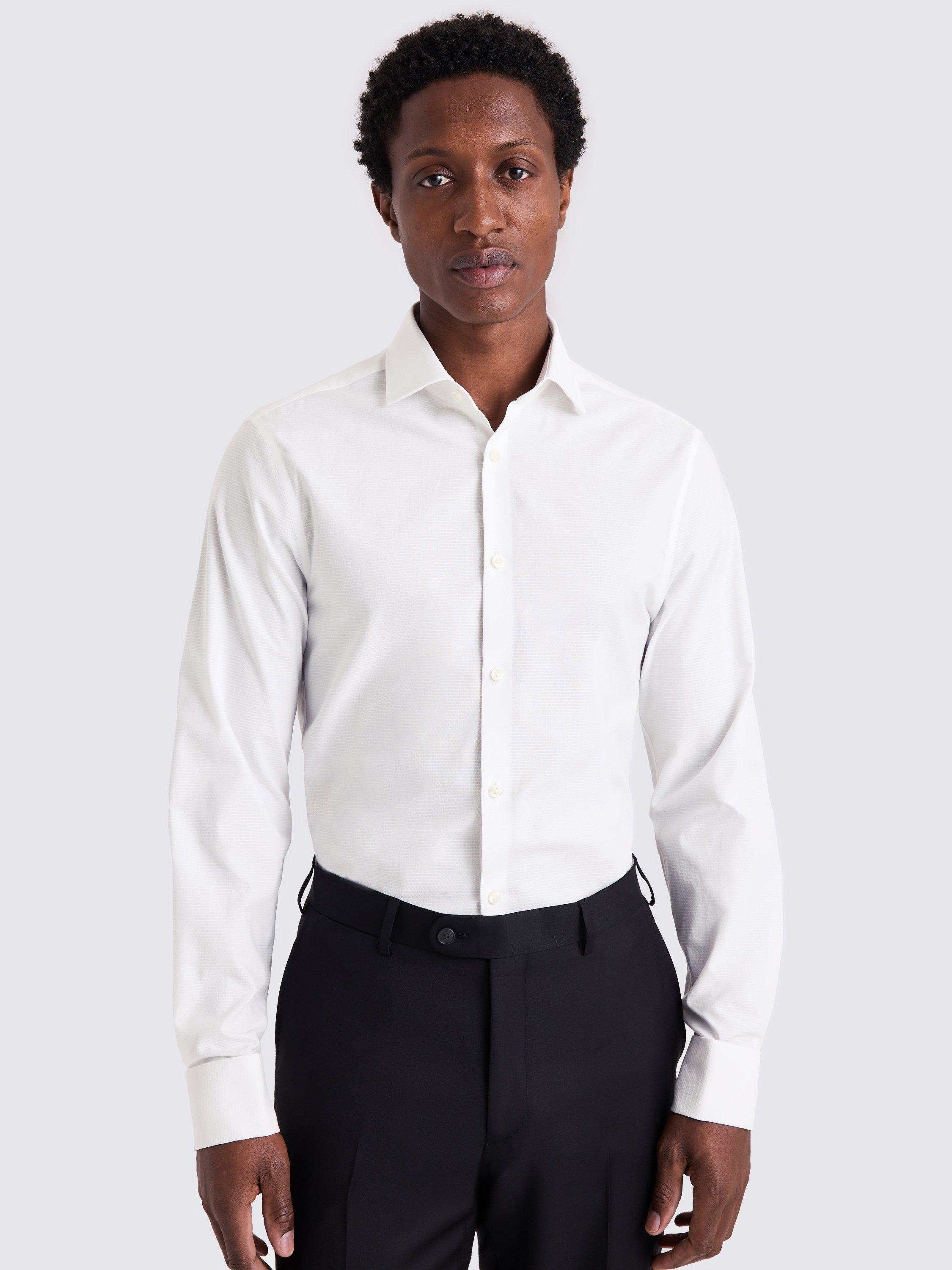 Product image 1 of 3, which shows Moss Cotton Dobby Slim Fit Shirt, White, 13.5