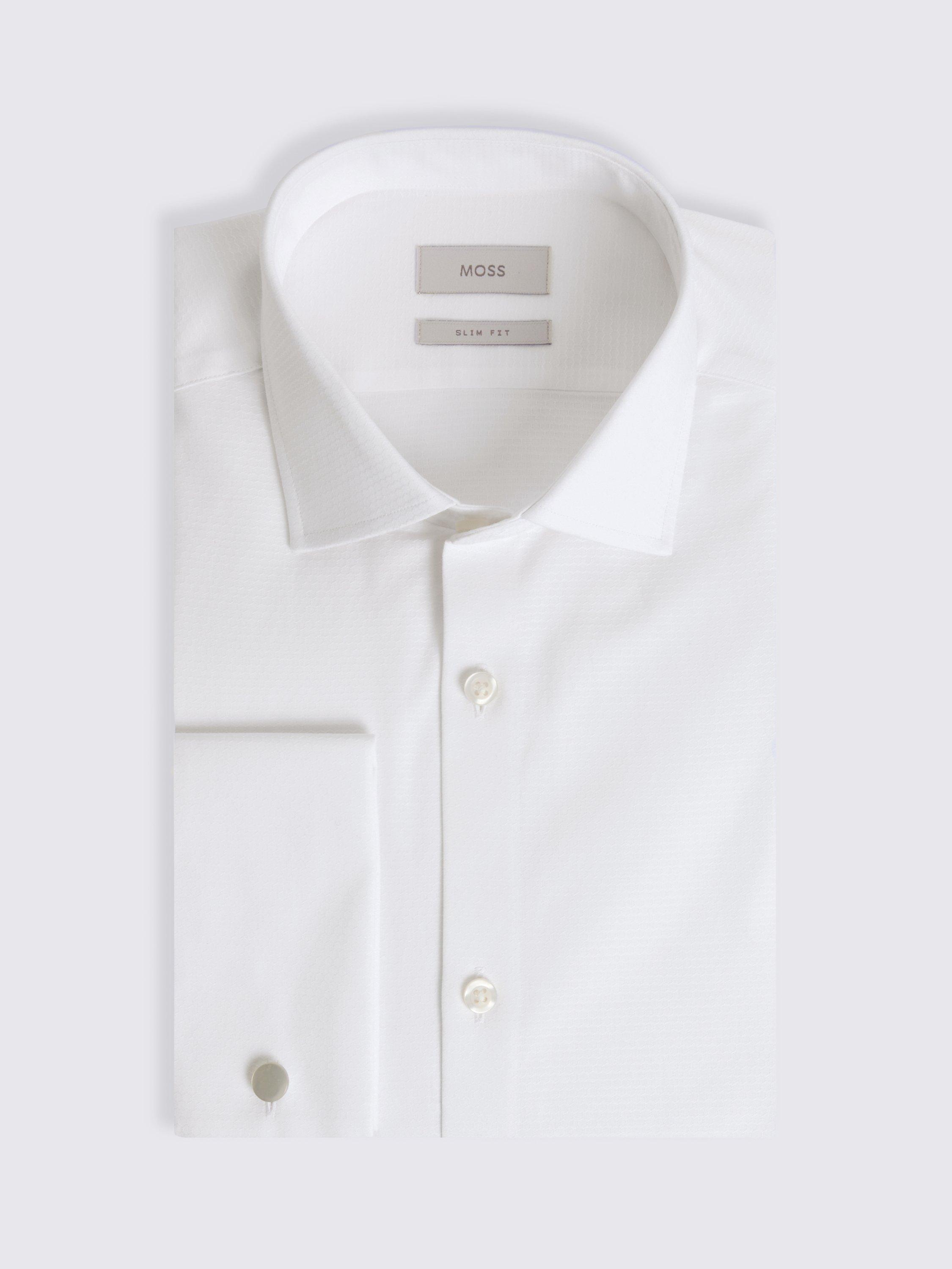 Product image 3 of 3, which shows Moss Cotton Dobby Slim Fit Shirt, White, 13.5