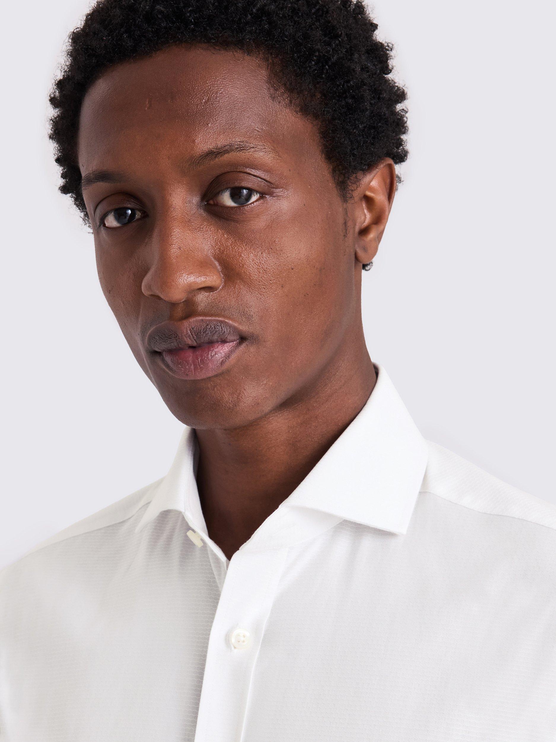 Product image 2 of 3, which shows Moss Cotton Dobby Tailored Fit Shirt, White, 14.5