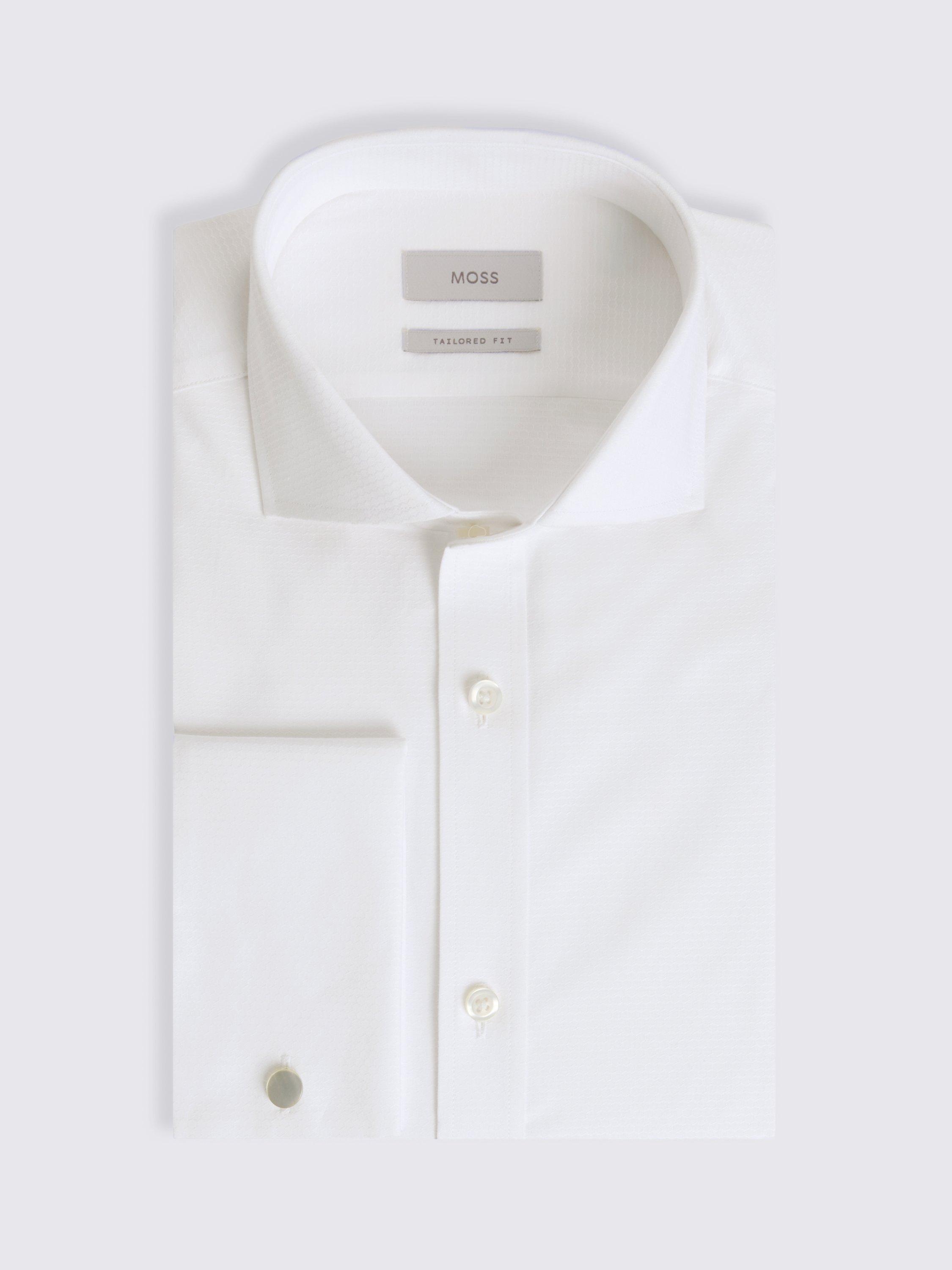 Product image 3 of 3, which shows Moss Cotton Dobby Tailored Fit Shirt, White, 14.5