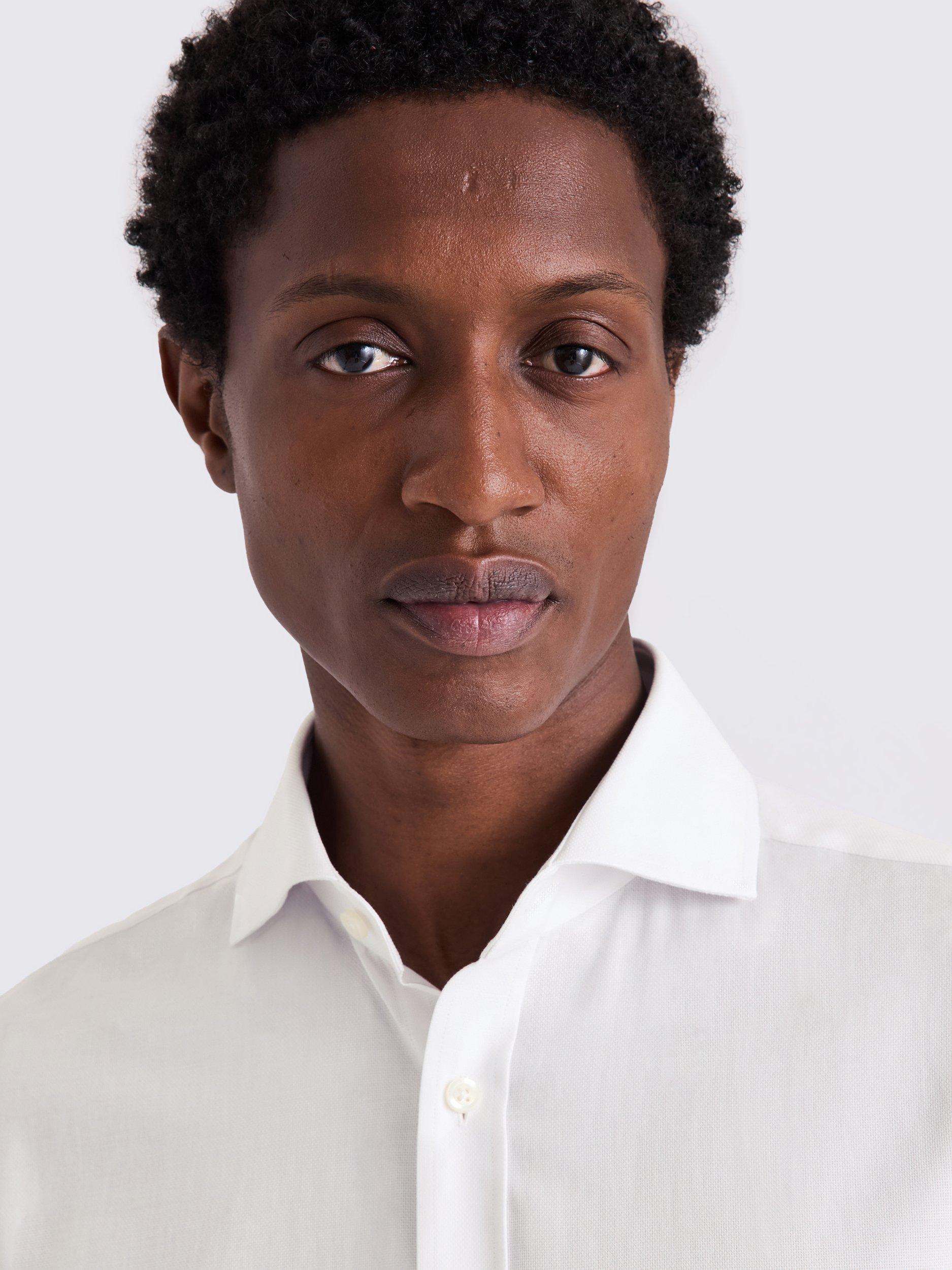 Product image 2 of 3, which shows Moss Cotton Tailored Fit Textured Shirt, White, 14.5