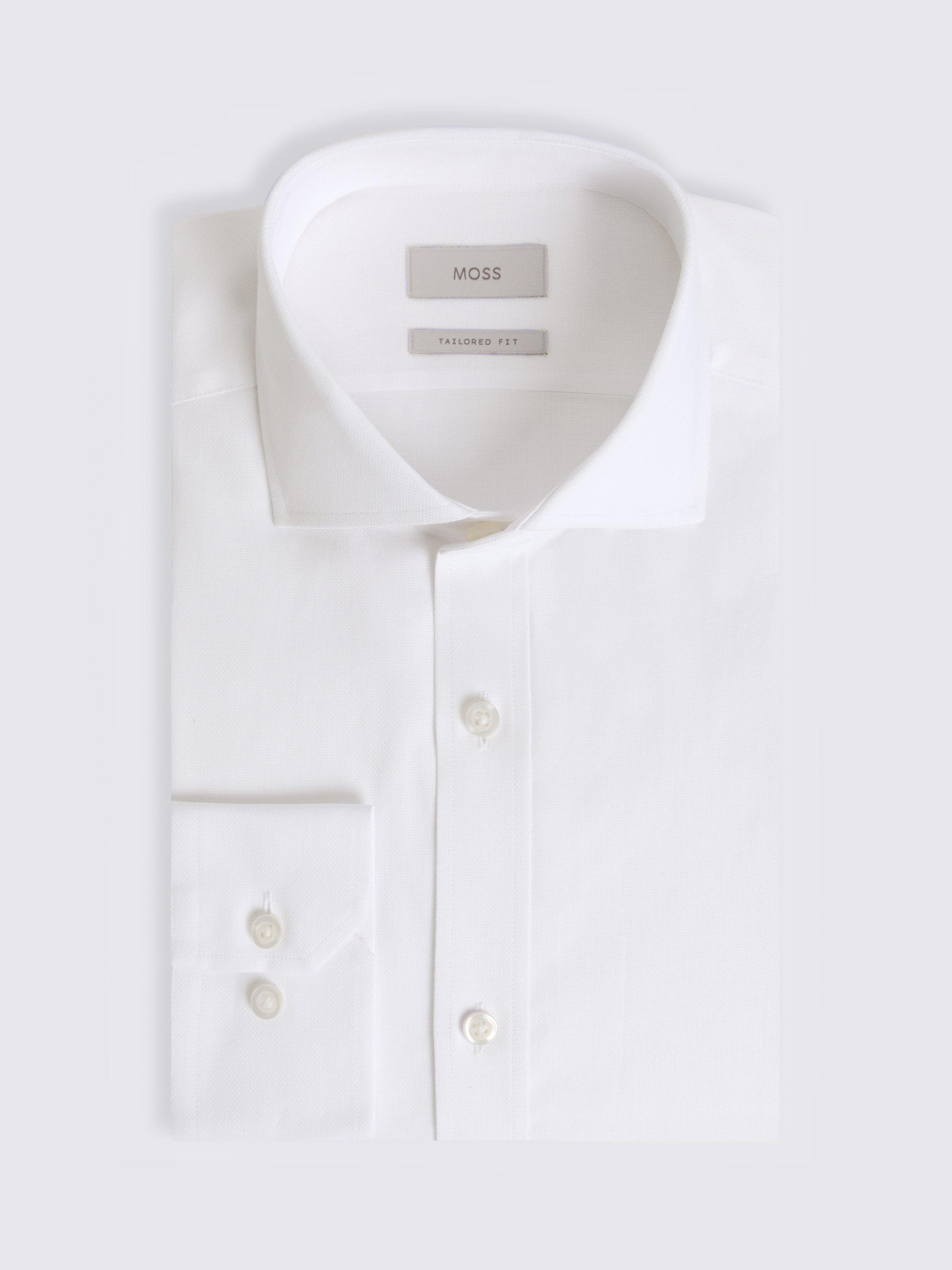 Product image 3 of 3, which shows Moss Cotton Tailored Fit Textured Shirt, White, 14.5