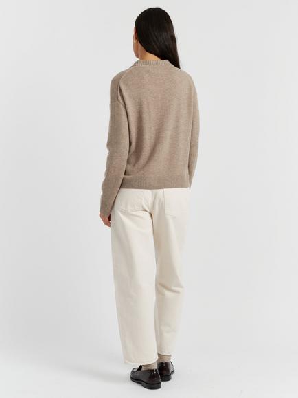 Chinti & Parker Collared Wool Rich Jumper - view 2, Warm Oatmeal