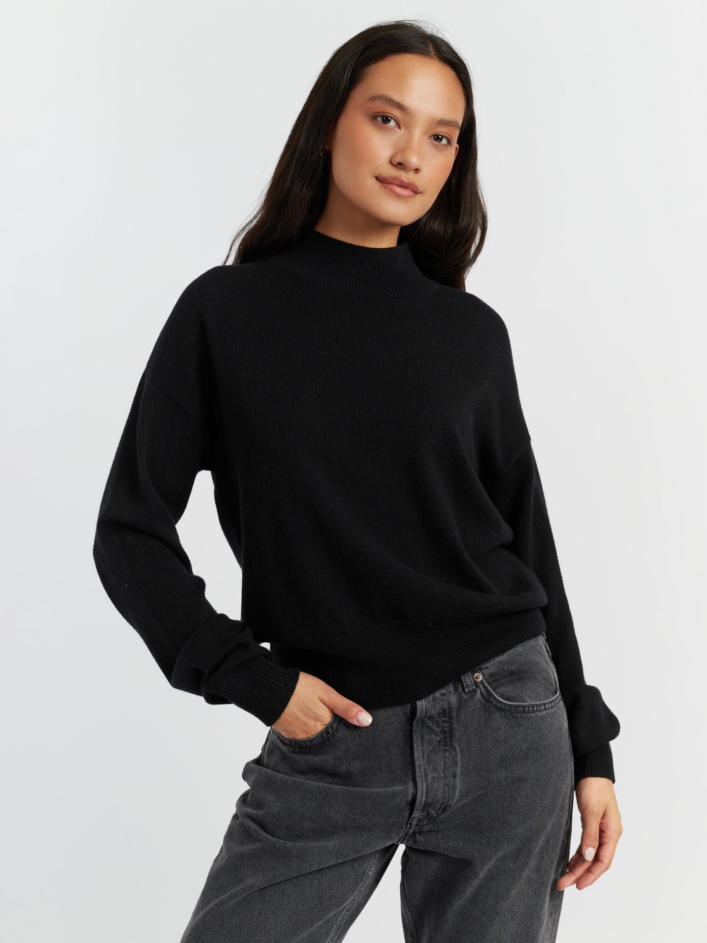Product image 3 of 4, which shows Chinti & Parker Funnel Neck Wool Rich Jumper, Black, XS