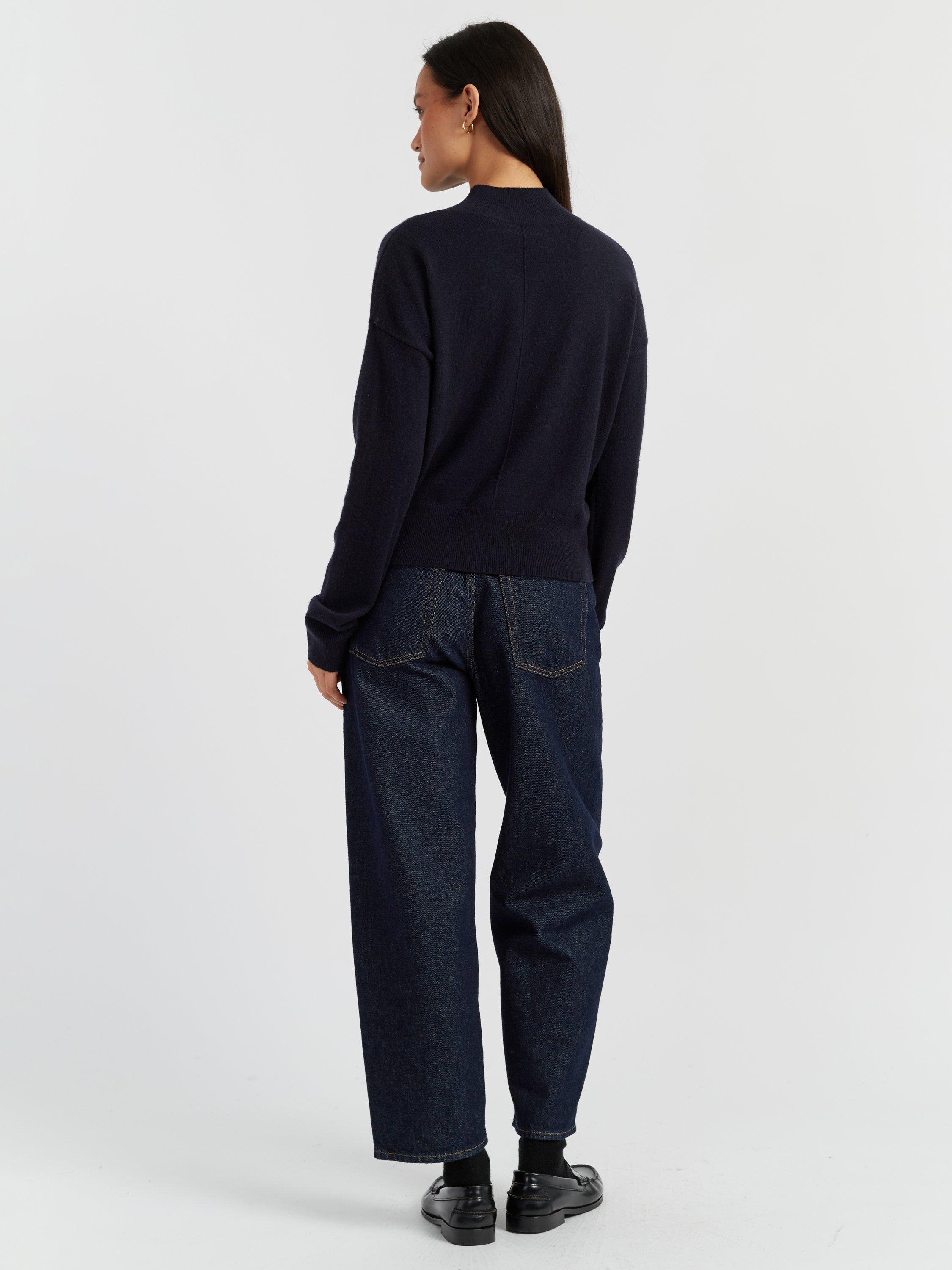 Product image 2 of 4, which shows Chinti & Parker Funnel Neck Wool Rich Jumper, Navy, XS