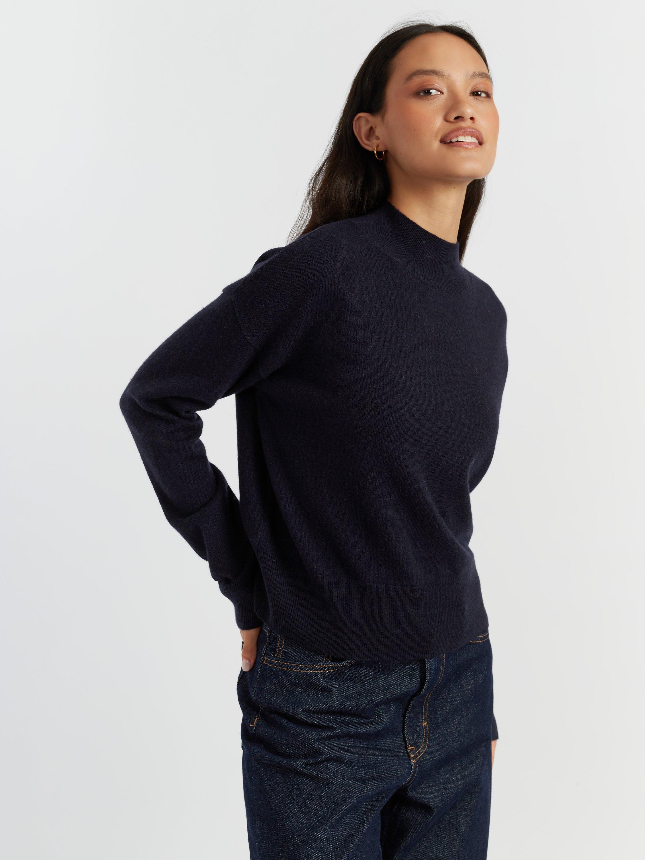 Product image 3 of 4, which shows Chinti & Parker Funnel Neck Wool Rich Jumper, Navy, XS