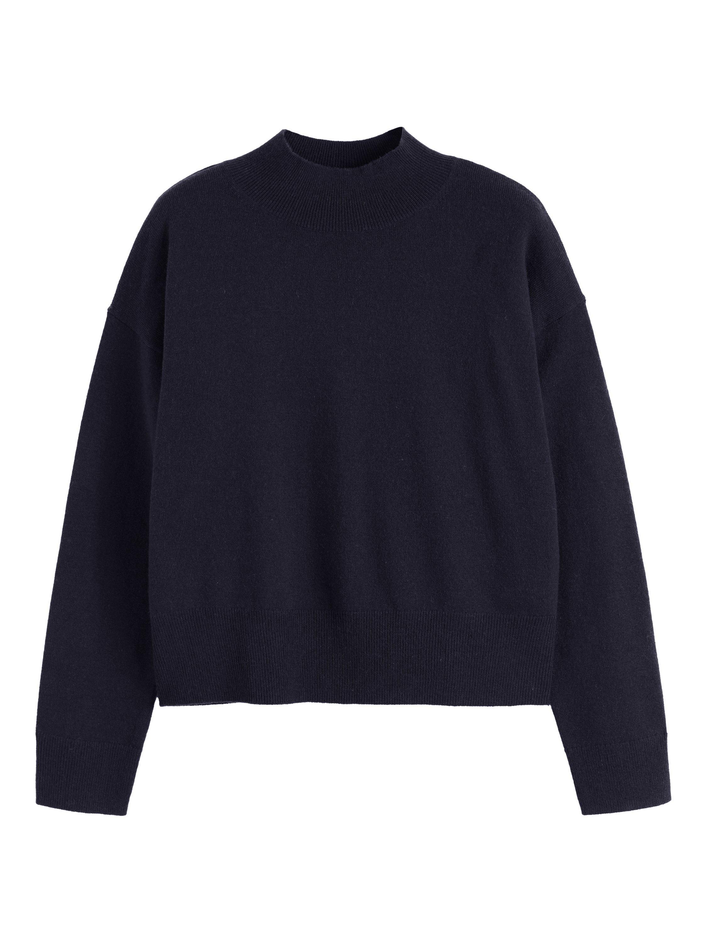 Product image 4 of 4, which shows Chinti & Parker Funnel Neck Wool Rich Jumper, Navy, XS