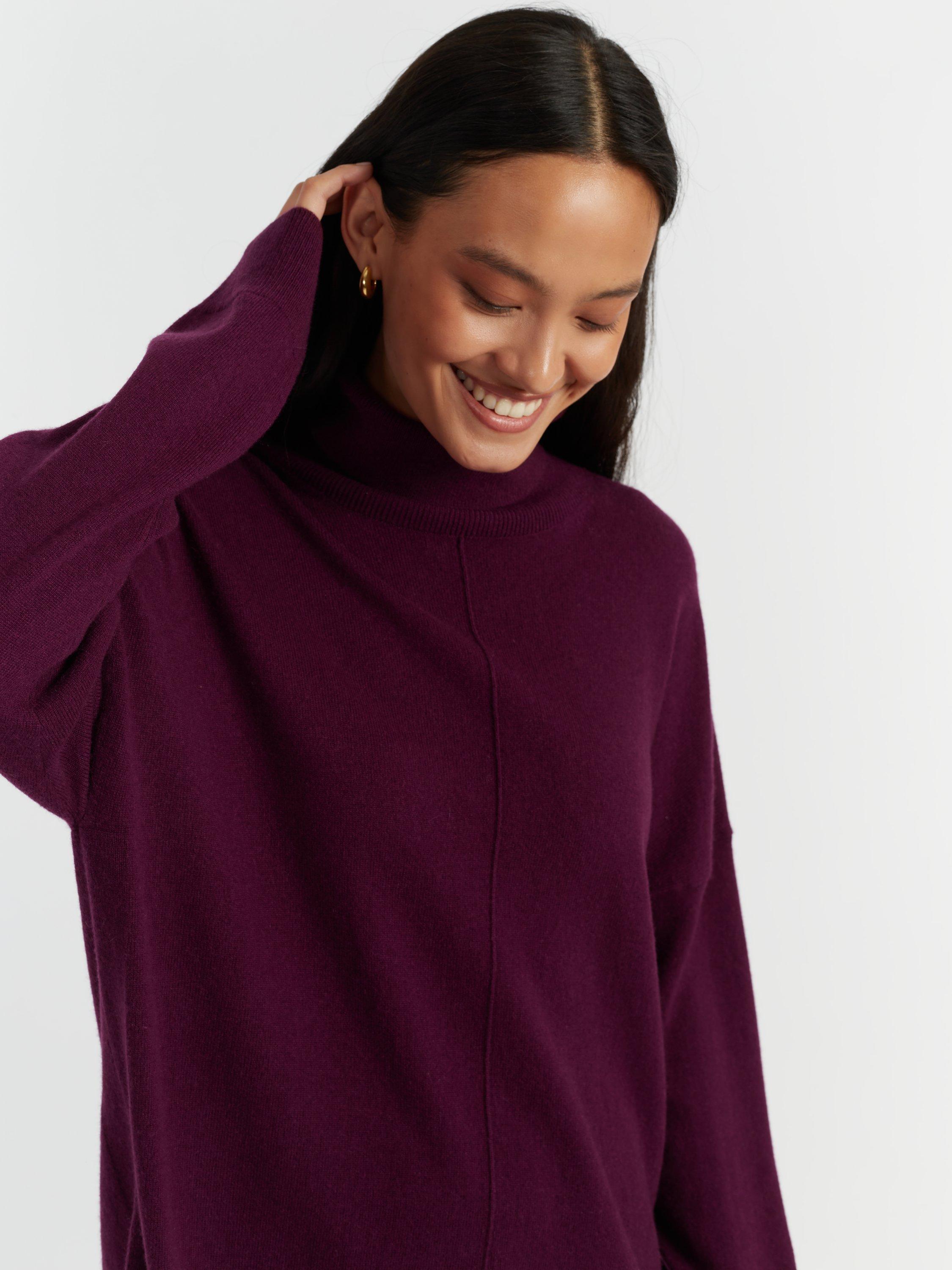 Product image 3 of 4, which shows Chinti & Parker Wool-Cashmere Relaxed Rollneck Sweater, Mulberry, XS