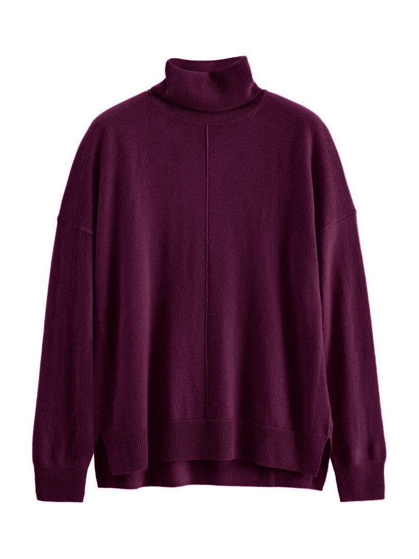 Product image 4 of 4, which shows Chinti & Parker Wool-Cashmere Relaxed Rollneck Sweater, Mulberry, XS