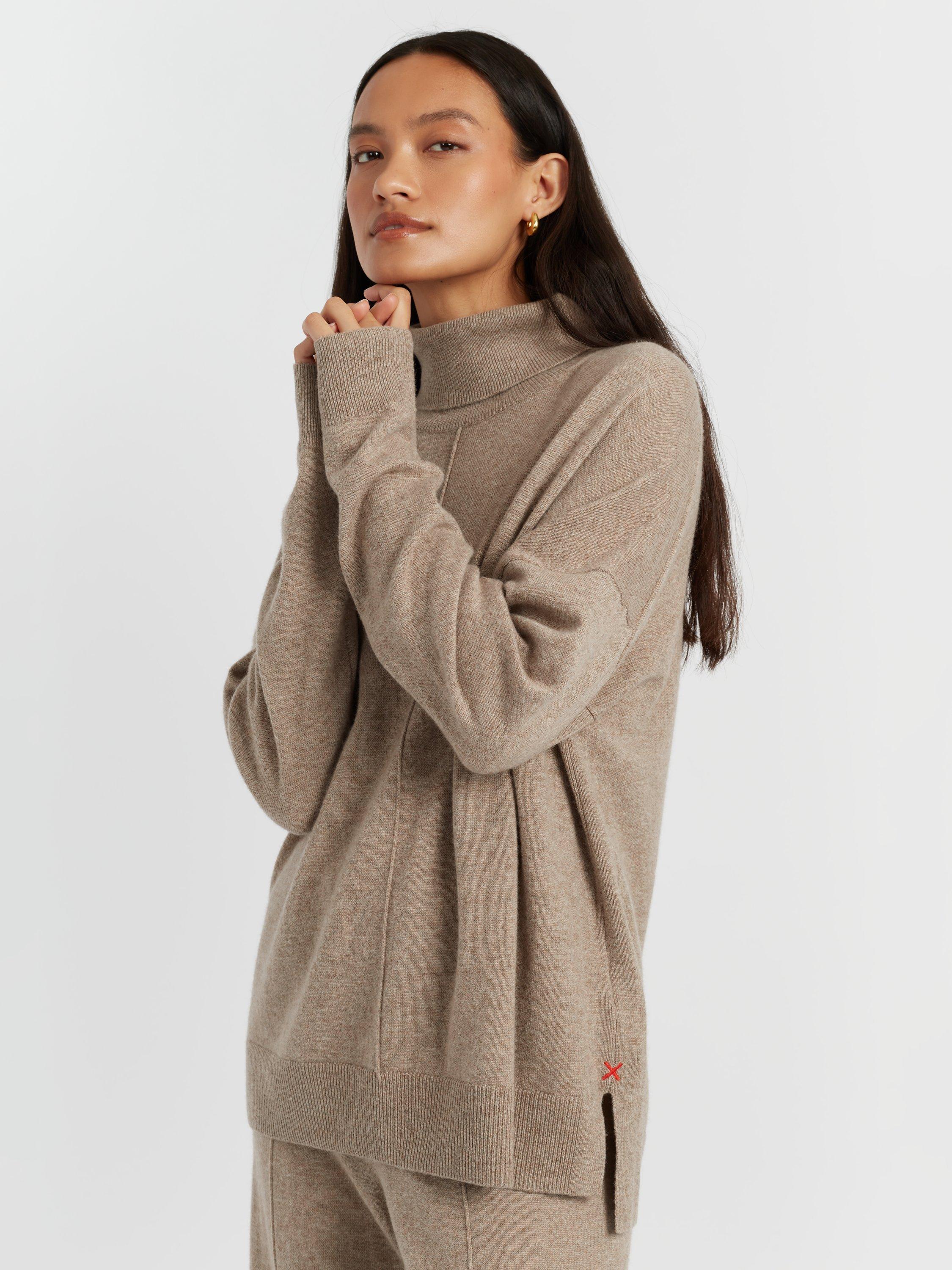 Product image 3 of 4, which shows Chinti & Parker Wool-Cashmere Relaxed Rollneck Sweater, Warm Oatmeal, XS