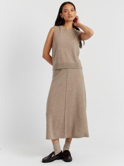 Chinti & Parker Wool-Cashmere Tank, Warm Oatmeal