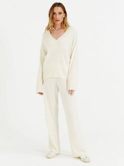 Chinti & Parker Wool-Cashmere V-Neck Sweater, Cream