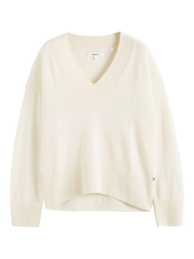 Product image 4 of 4, which shows Chinti & Parker Wool-Cashmere V-Neck Sweater, Cream, XS