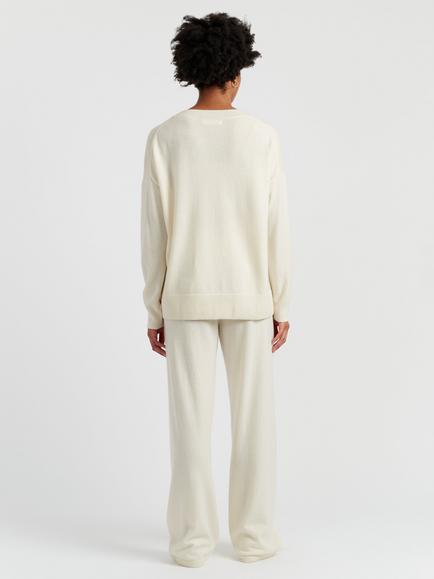 Chinti & Parker Basics Slouchy Wool Rich Jumper, Cream - view 2, Cream
