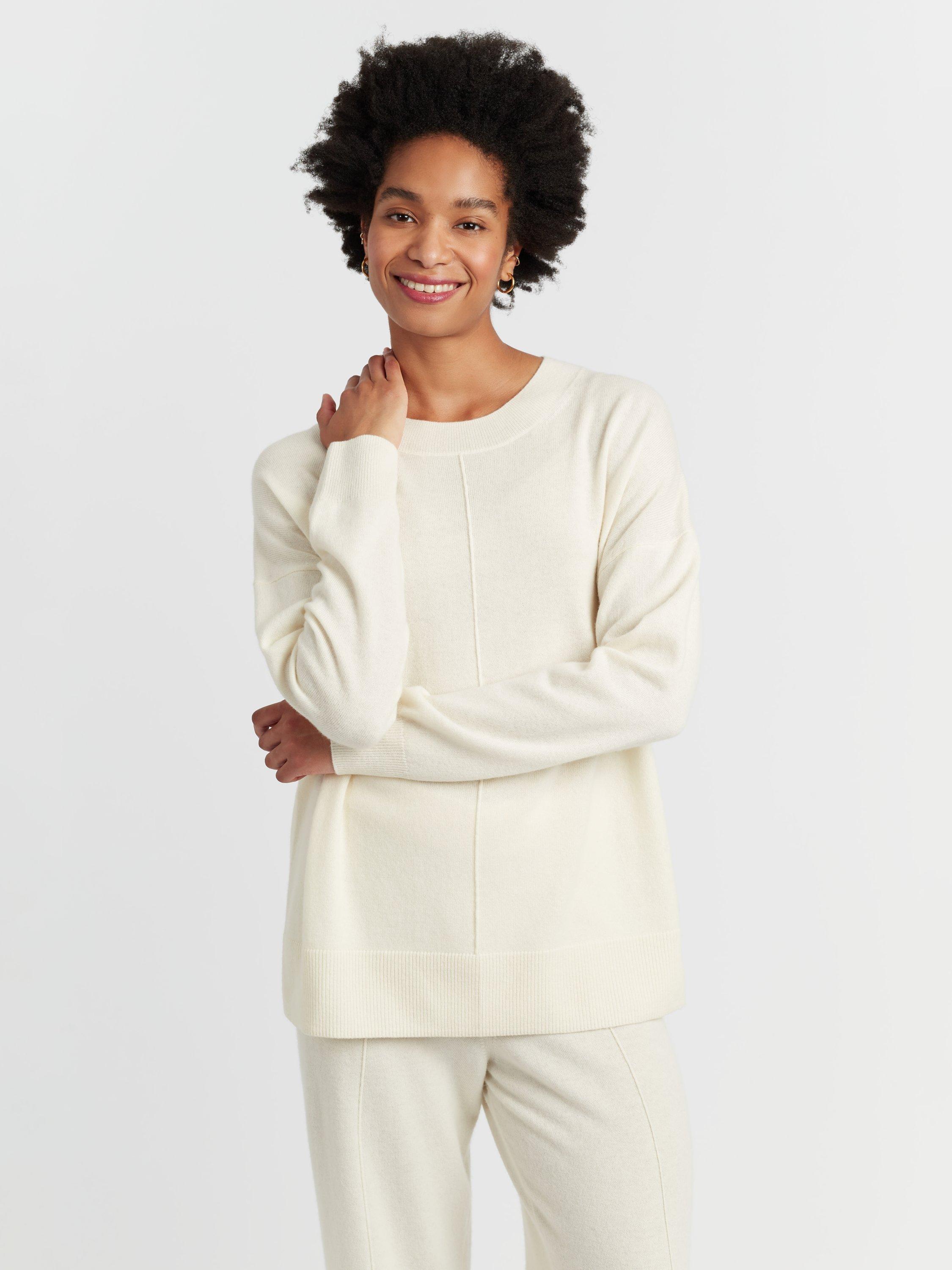 Product image 3 of 4, which shows Chinti & Parker Basics Slouchy Wool Rich Jumper, Cream, XS