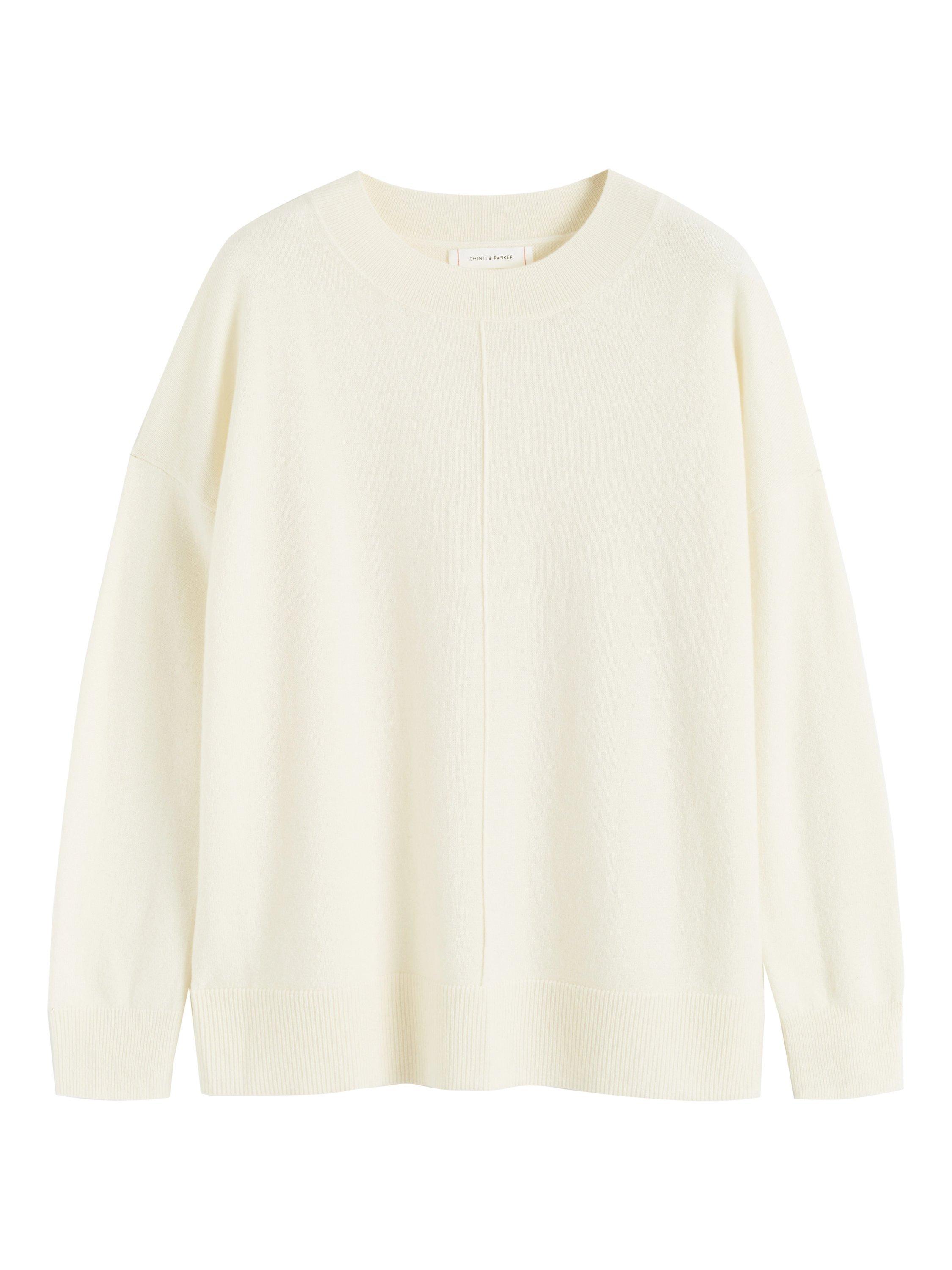 Product image 4 of 4, which shows Chinti & Parker Basics Slouchy Wool Rich Jumper, Cream, XS