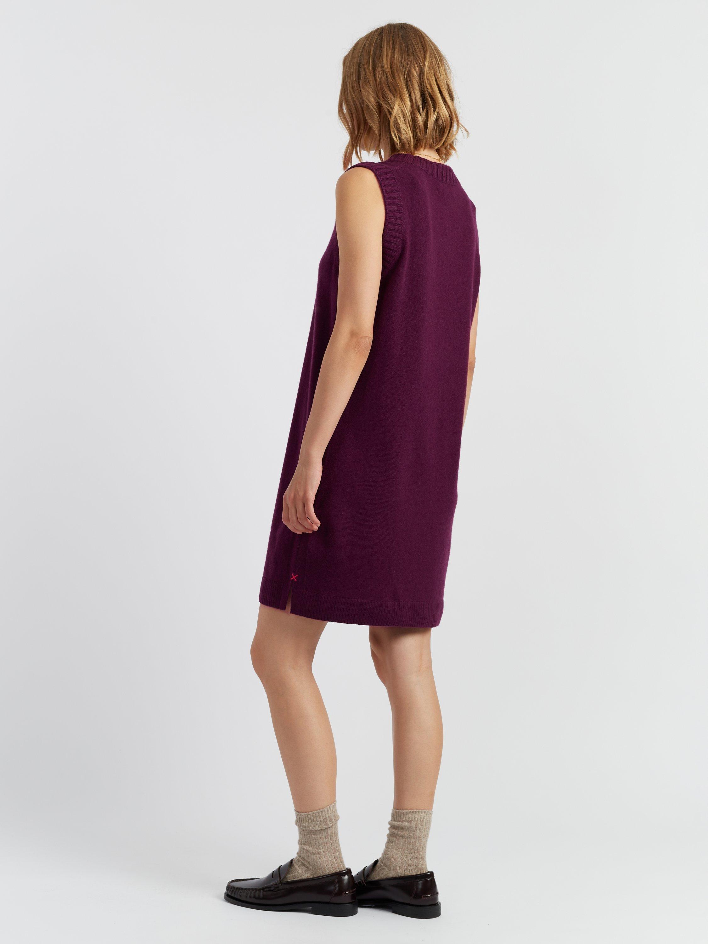 Product image 2 of 4, which shows Chinti & Parker Wool-Cashmere Sleeveless Mini Dress, Mulberry, XS