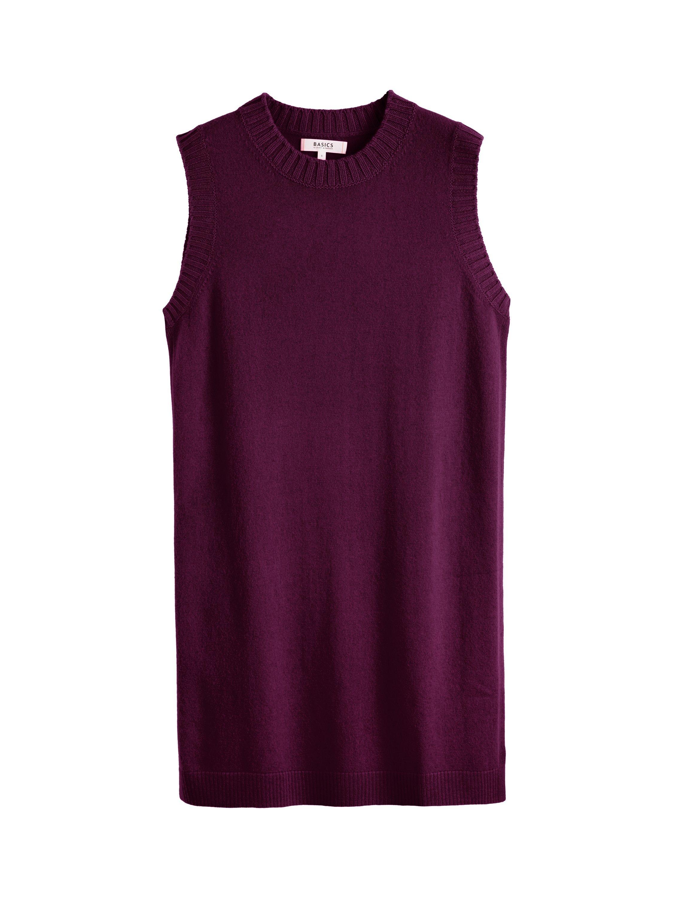 Product image 4 of 4, which shows Chinti & Parker Wool-Cashmere Sleeveless Mini Dress, Mulberry, XS