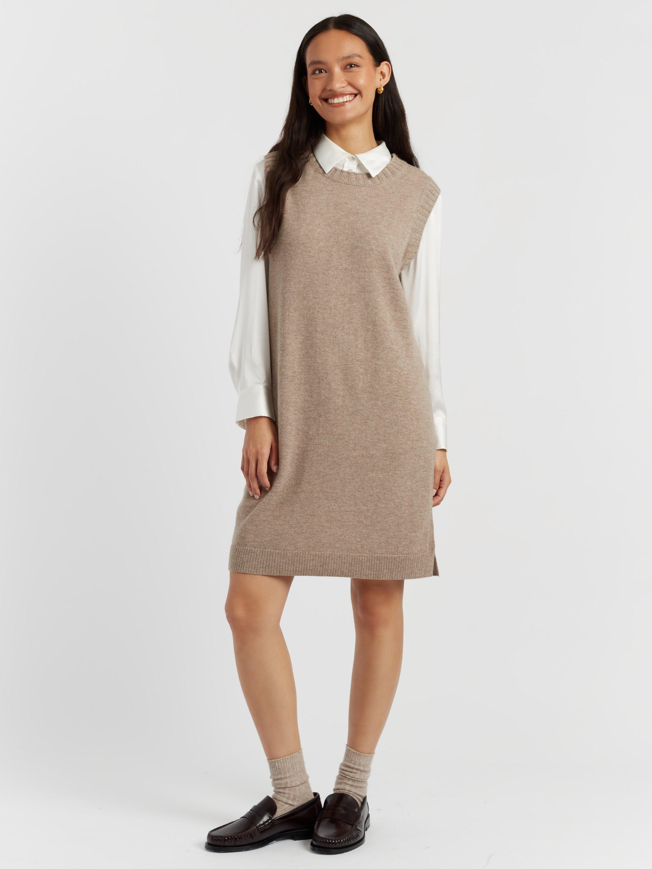Product image 1 of 5, which shows Chinti & Parker BASICS Wool Cashmere Sleeveless Mini Dress, Warm Oatmeal, XS