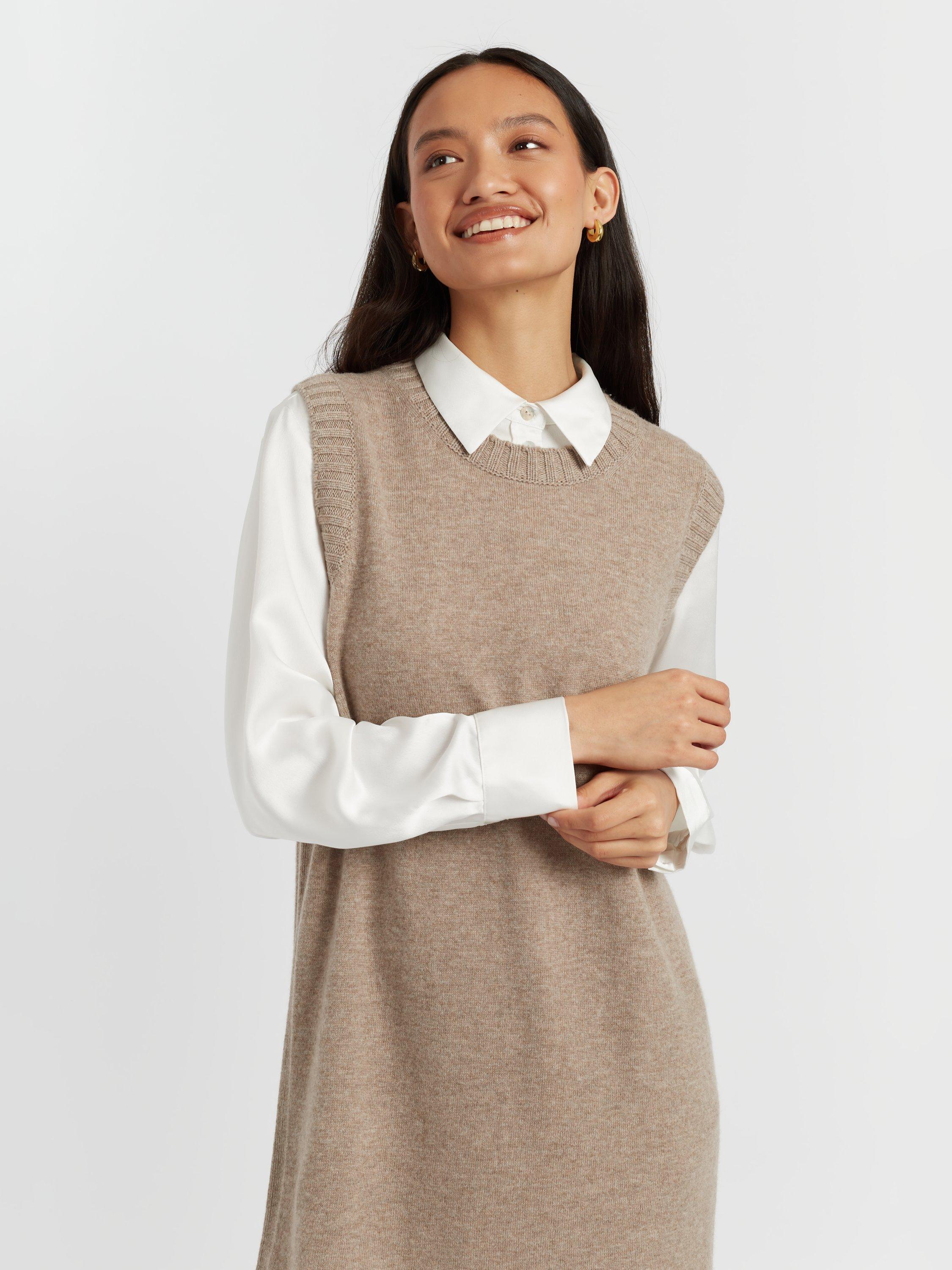 Product image 3 of 5, which shows Chinti & Parker BASICS Wool Cashmere Sleeveless Mini Dress, Warm Oatmeal, XS