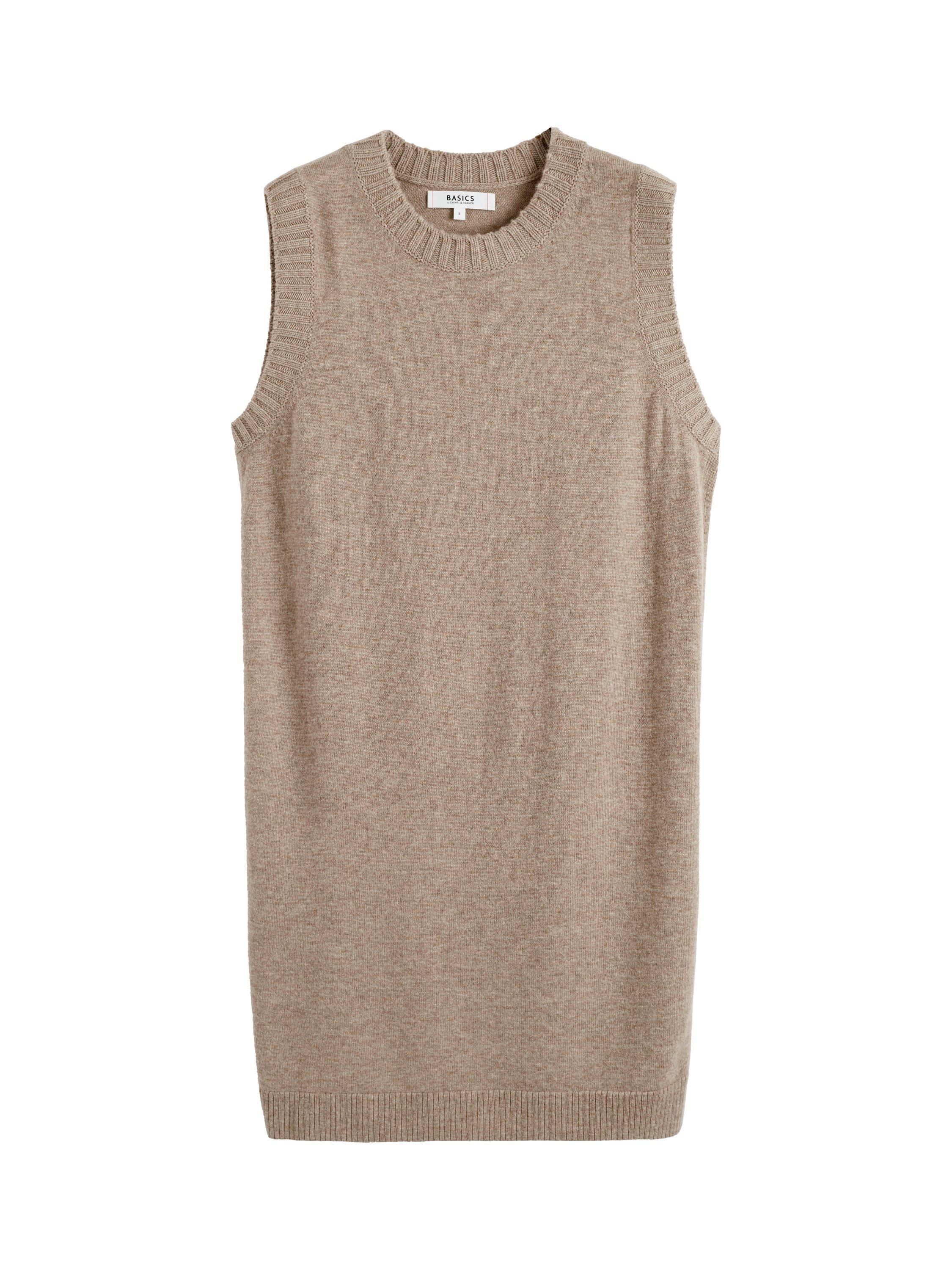 Product image 4 of 5, which shows Chinti & Parker BASICS Wool Cashmere Sleeveless Mini Dress, Warm Oatmeal, XS