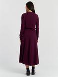 Chinti & Parker Crochet Trim Wool Rich Midi Skirt, Mulberry