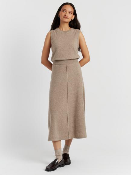 Chinti & Parker Rib Knit Cashmere Rich Skirt, Warm Oatmeal, Warm Oatmeal