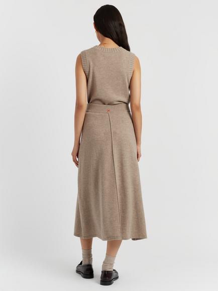 Chinti & Parker Rib Knit Cashmere Rich Skirt, Warm Oatmeal - view 2, Warm Oatmeal