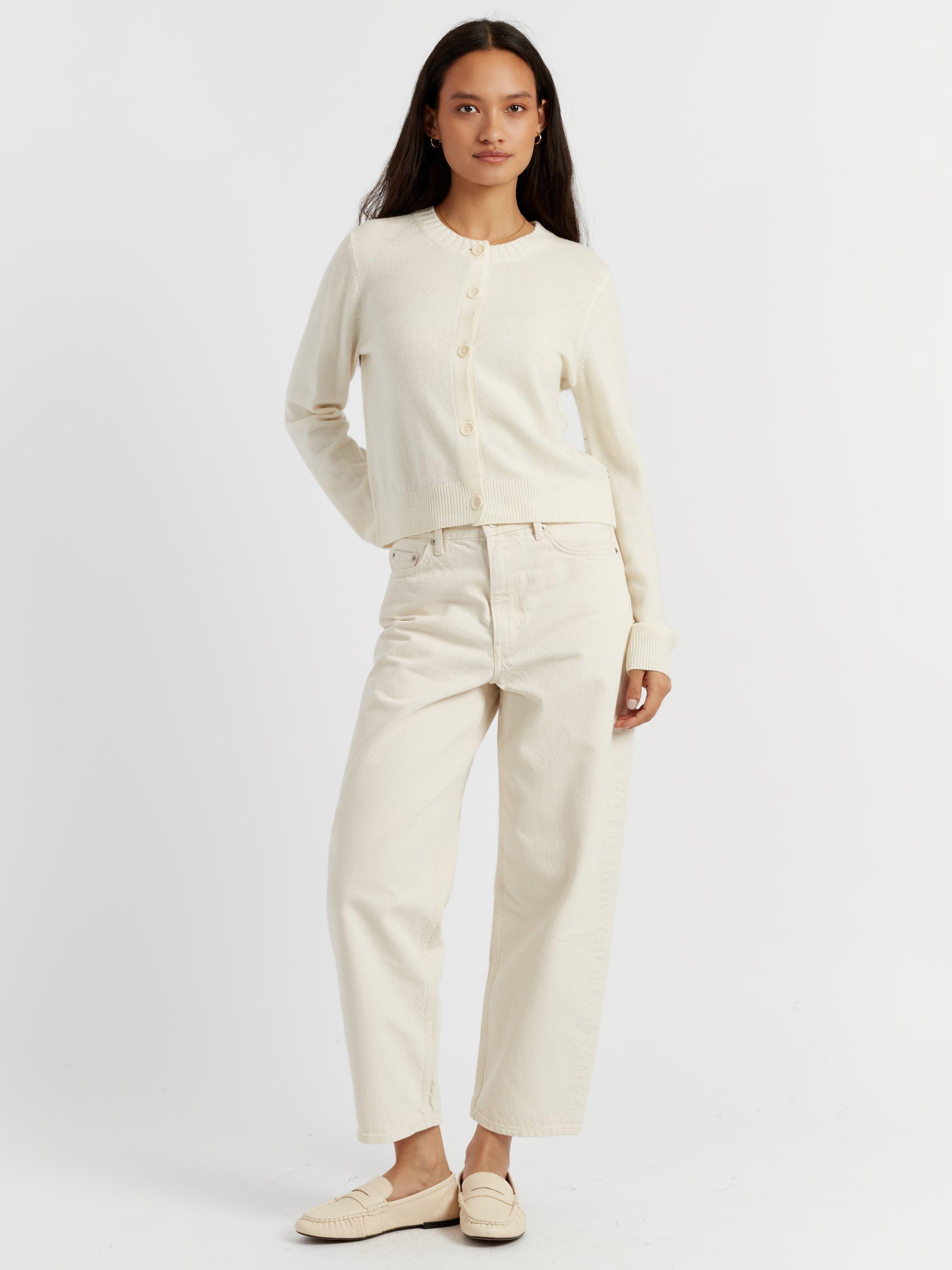 Product image 1 of 4, which shows Chinti & Parker Crew Neck Wool Rich Cardigan, Cream, XS