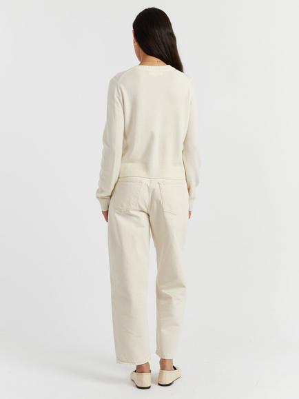 Chinti & Parker Crew Neck Wool Rich Cardigan - view 2, Cream