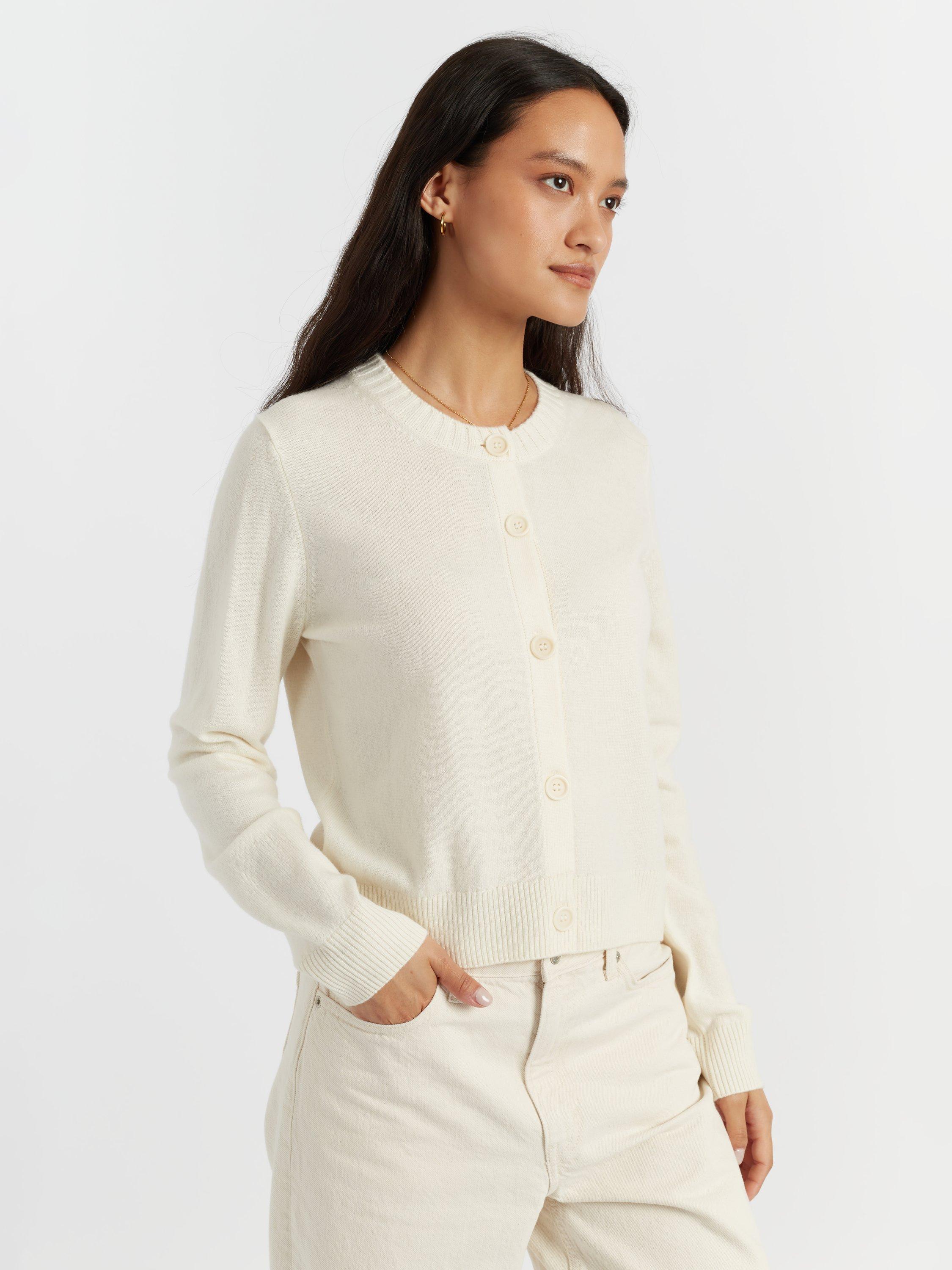 Product image 3 of 4, which shows Chinti & Parker Crew Neck Wool Rich Cardigan, Cream, XS