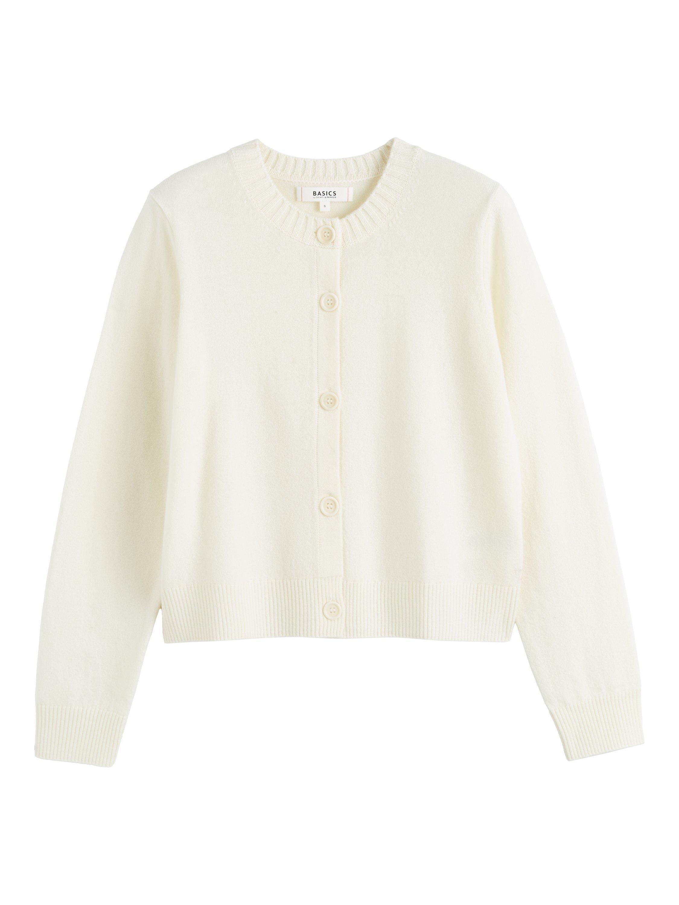 Product image 4 of 4, which shows Chinti & Parker Crew Neck Wool Rich Cardigan, Cream, XS