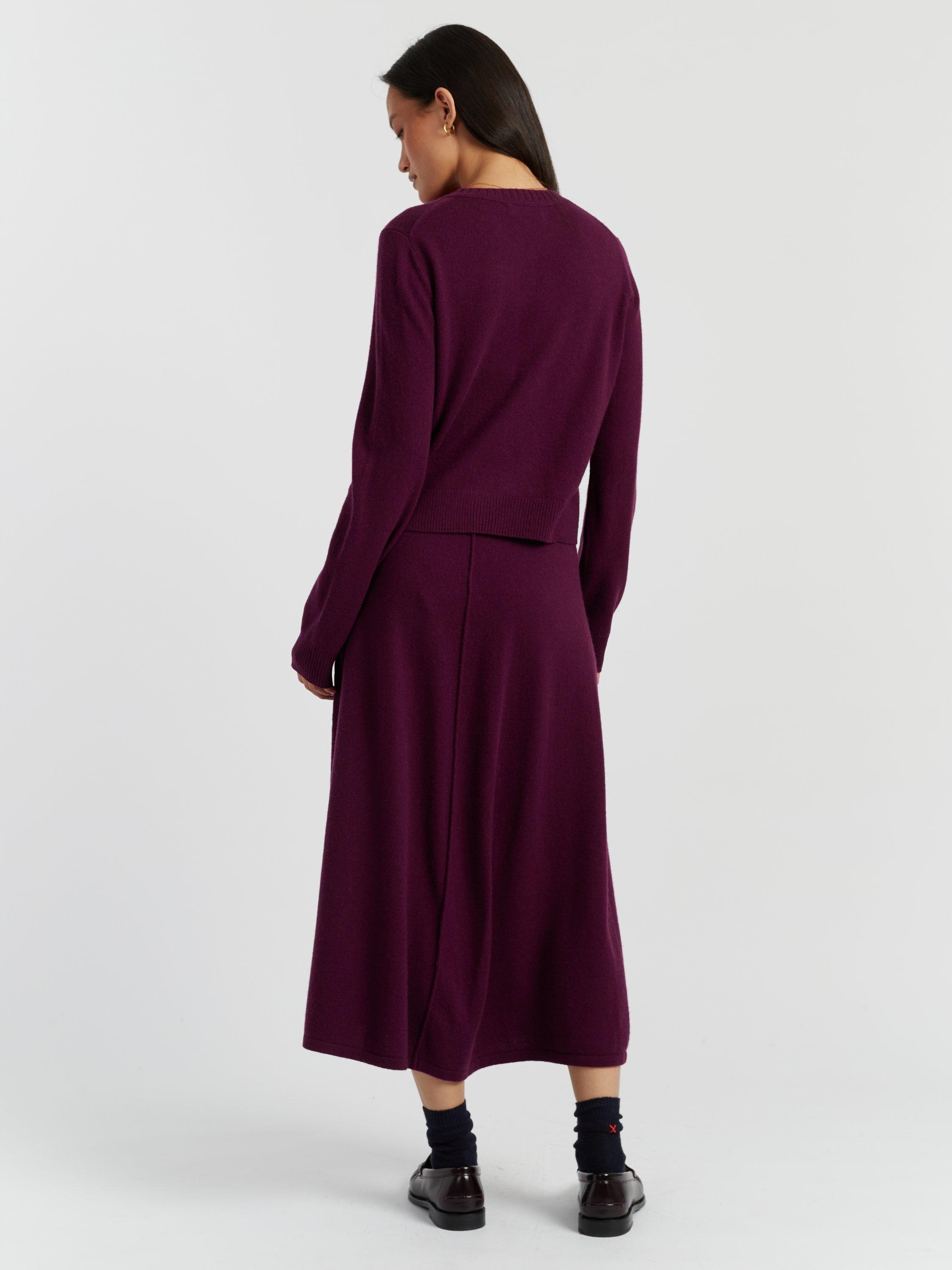 Product image 2 of 4, which shows Chinti & Parker Crew Neck Wool Rich Cardigan, Mulberry, XS