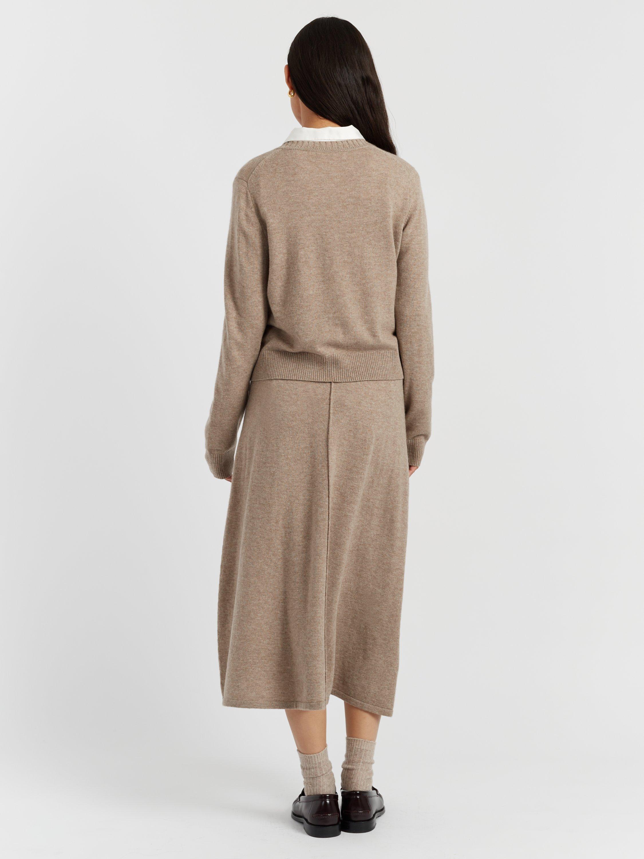 Product image 2 of 4, which shows Chinti & Parker Crew Neck Wool Rich Cardigan, Warm Oatmeal, XS