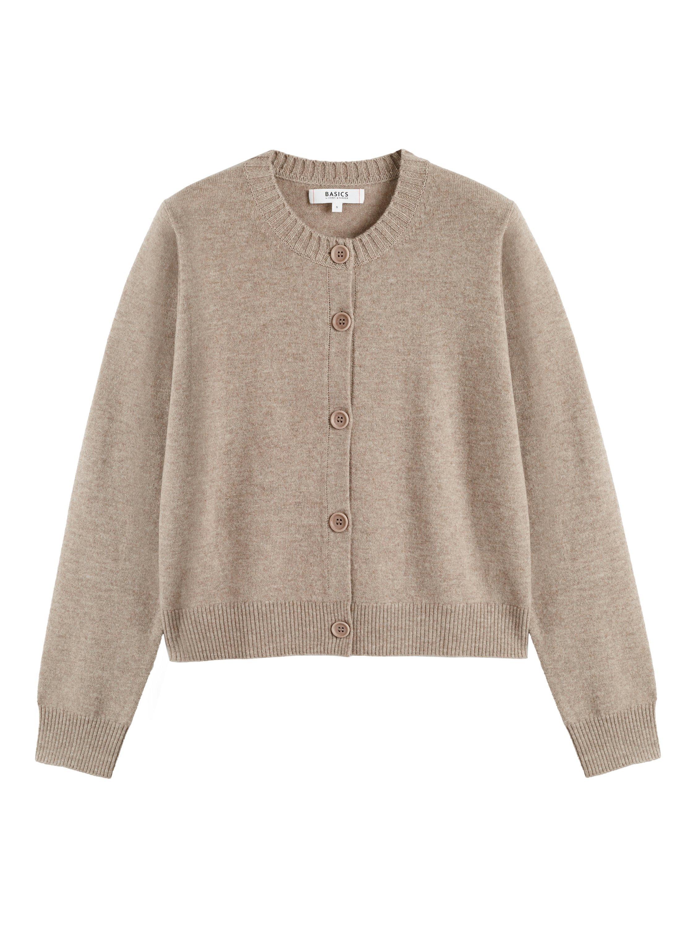 Product image 4 of 4, which shows Chinti & Parker Crew Neck Wool Rich Cardigan, Warm Oatmeal, XS
